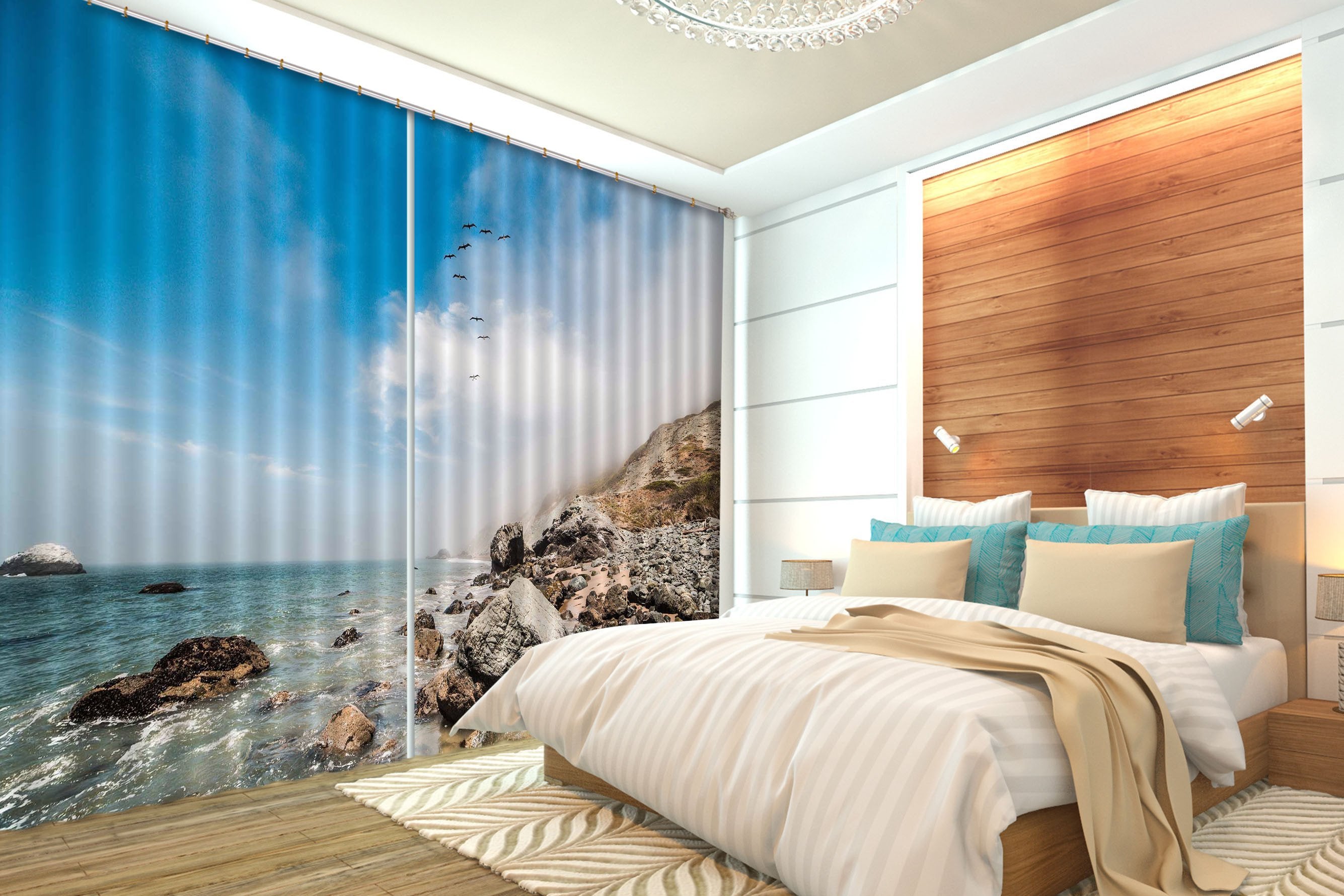 3D Sea Coast Scenery 441 Curtains Drapes Wallpaper AJ Wallpaper