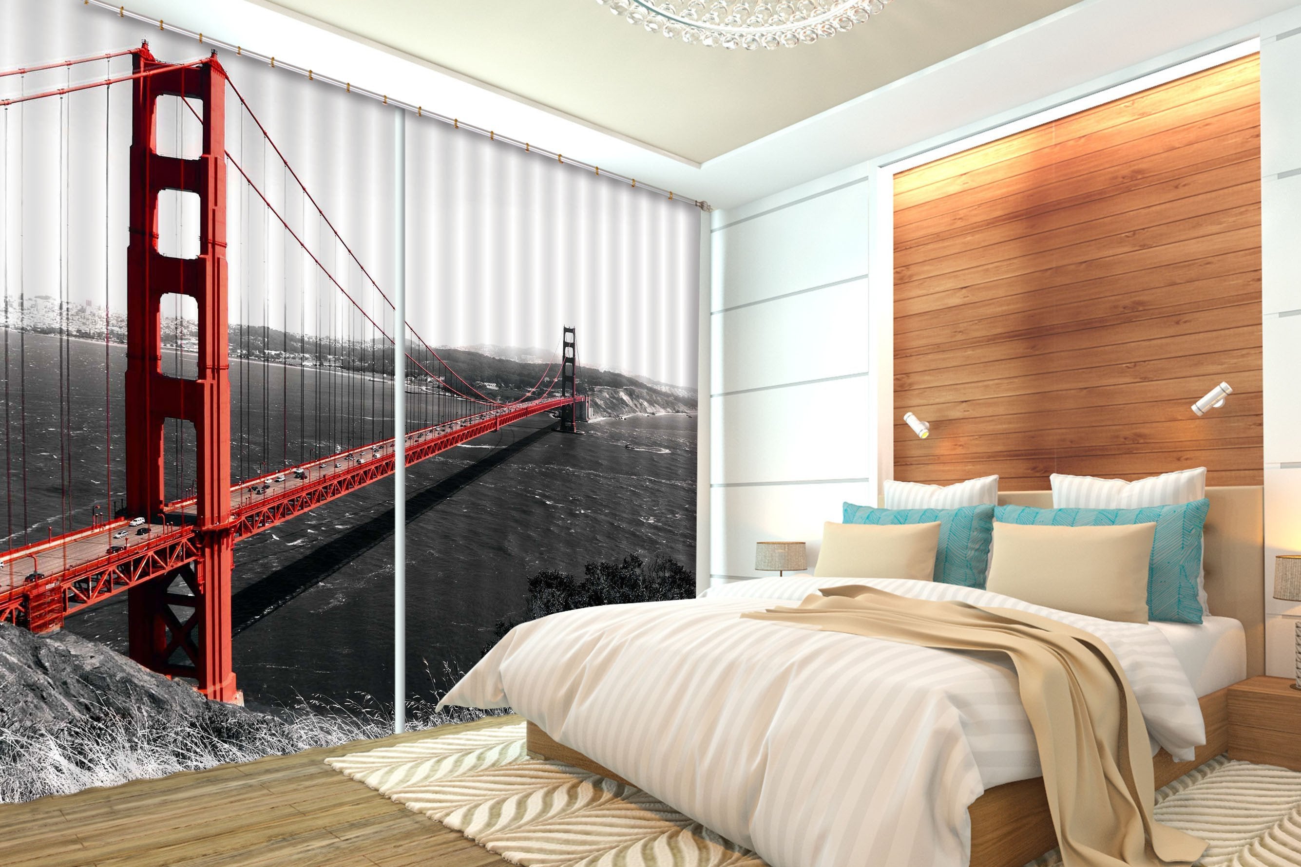 3D Golden Gate Bridge 494 Curtains Drapes Wallpaper AJ Wallpaper