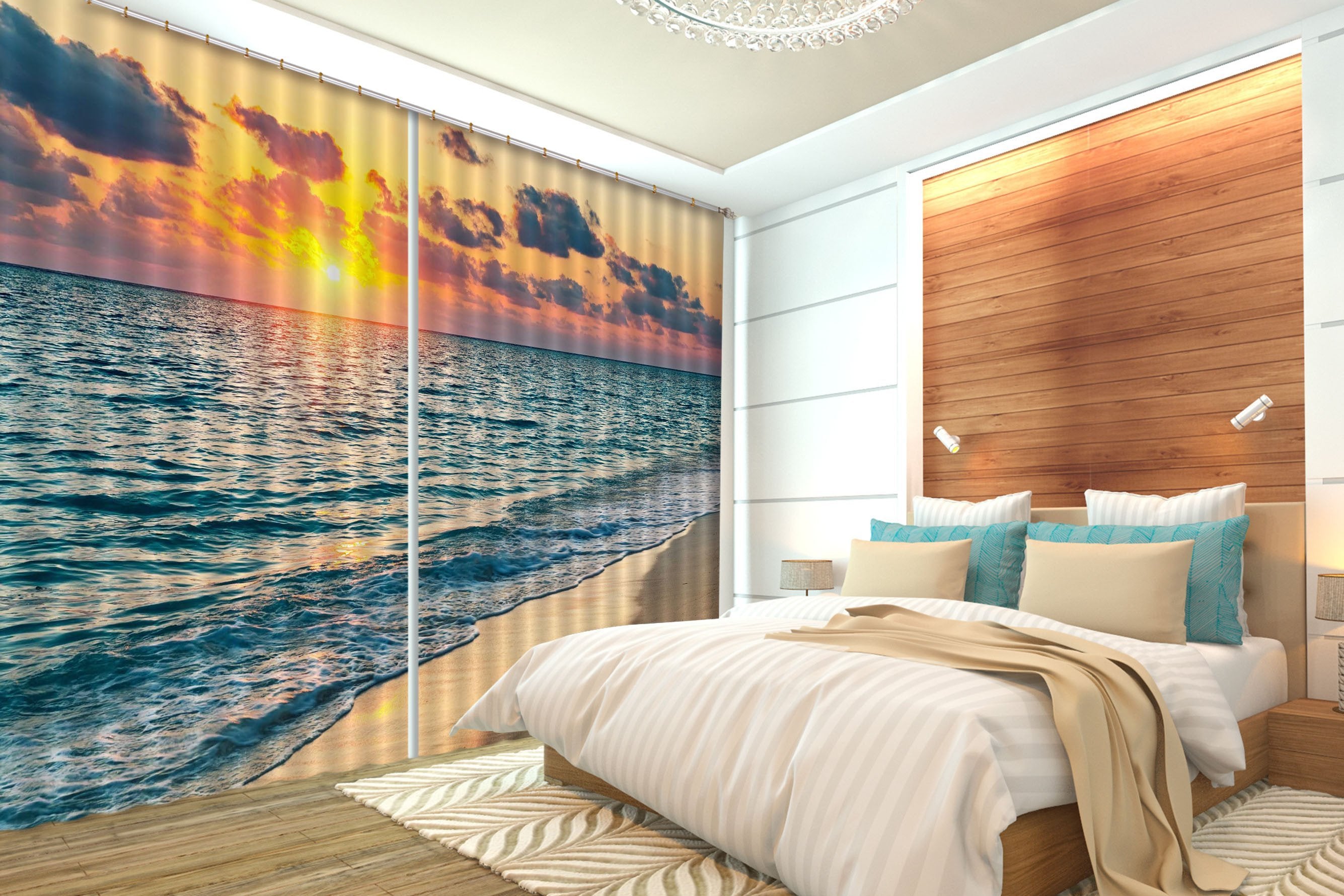 3D Pretty Sea Sunset 131 Curtains Drapes Wallpaper AJ Wallpaper