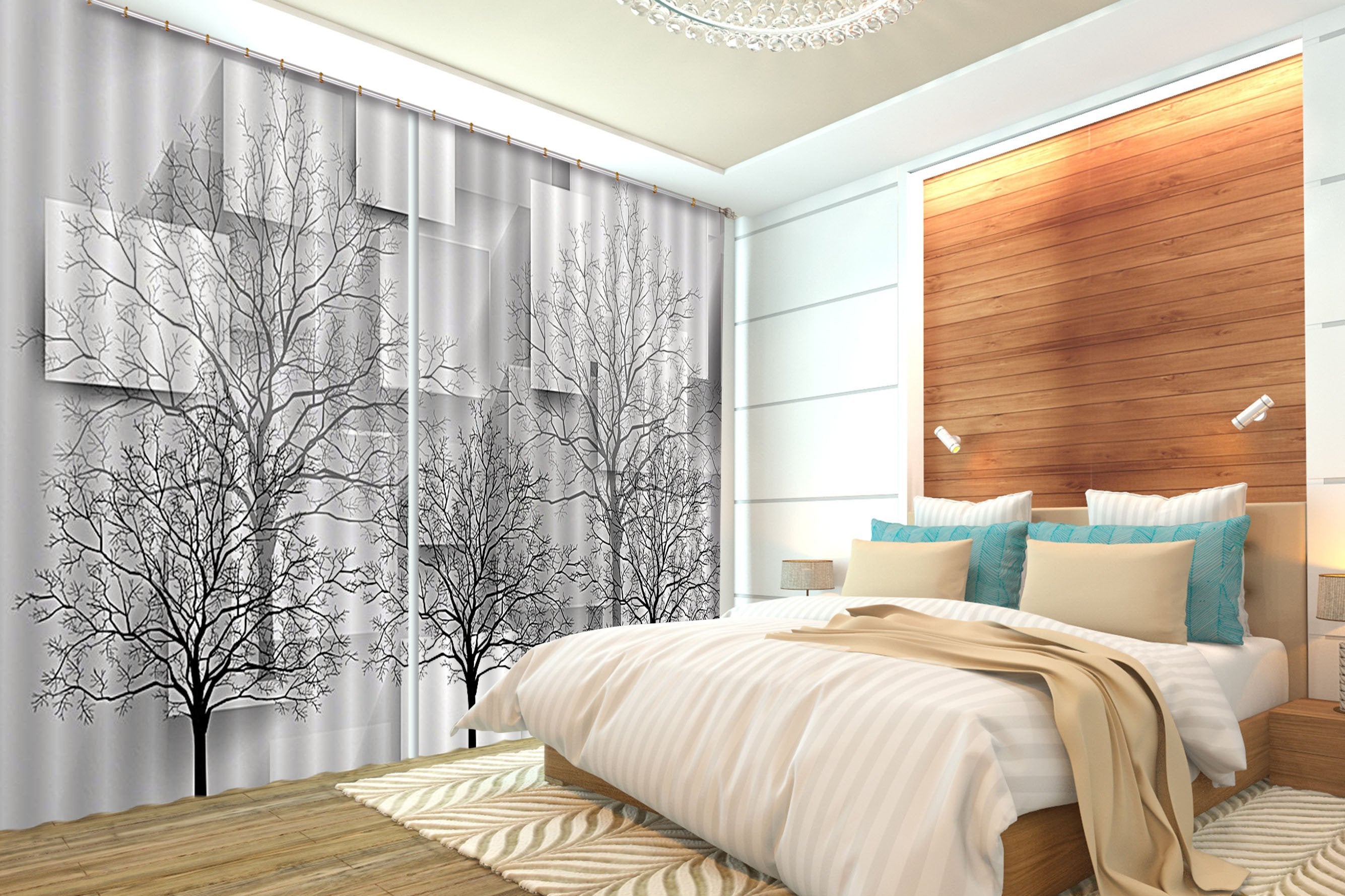 3D Bare Trees Parallelograms 458 Curtains Drapes Wallpaper AJ Wallpaper