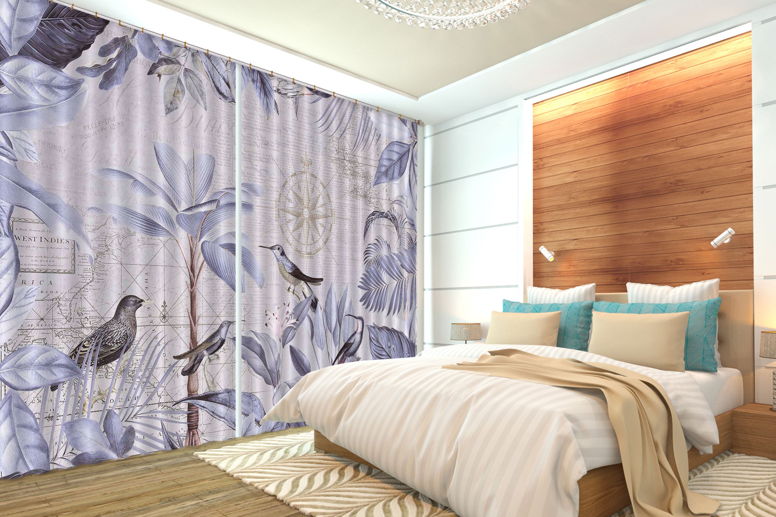 3D Purple Bird 024 Andrea haase Curtain Curtains Drapes