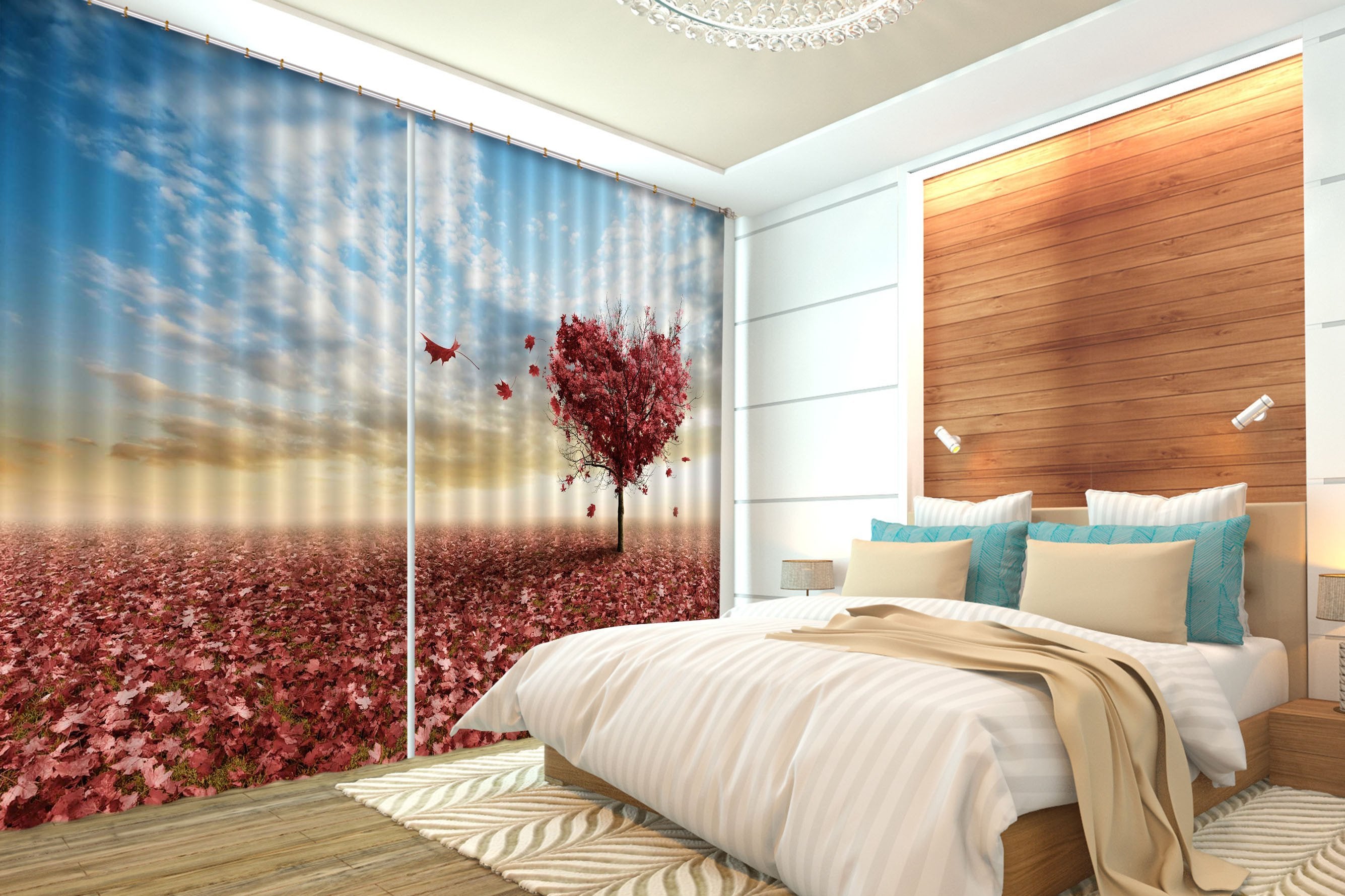 3D Heart Shape Tree 507 Curtains Drapes Wallpaper AJ Wallpaper