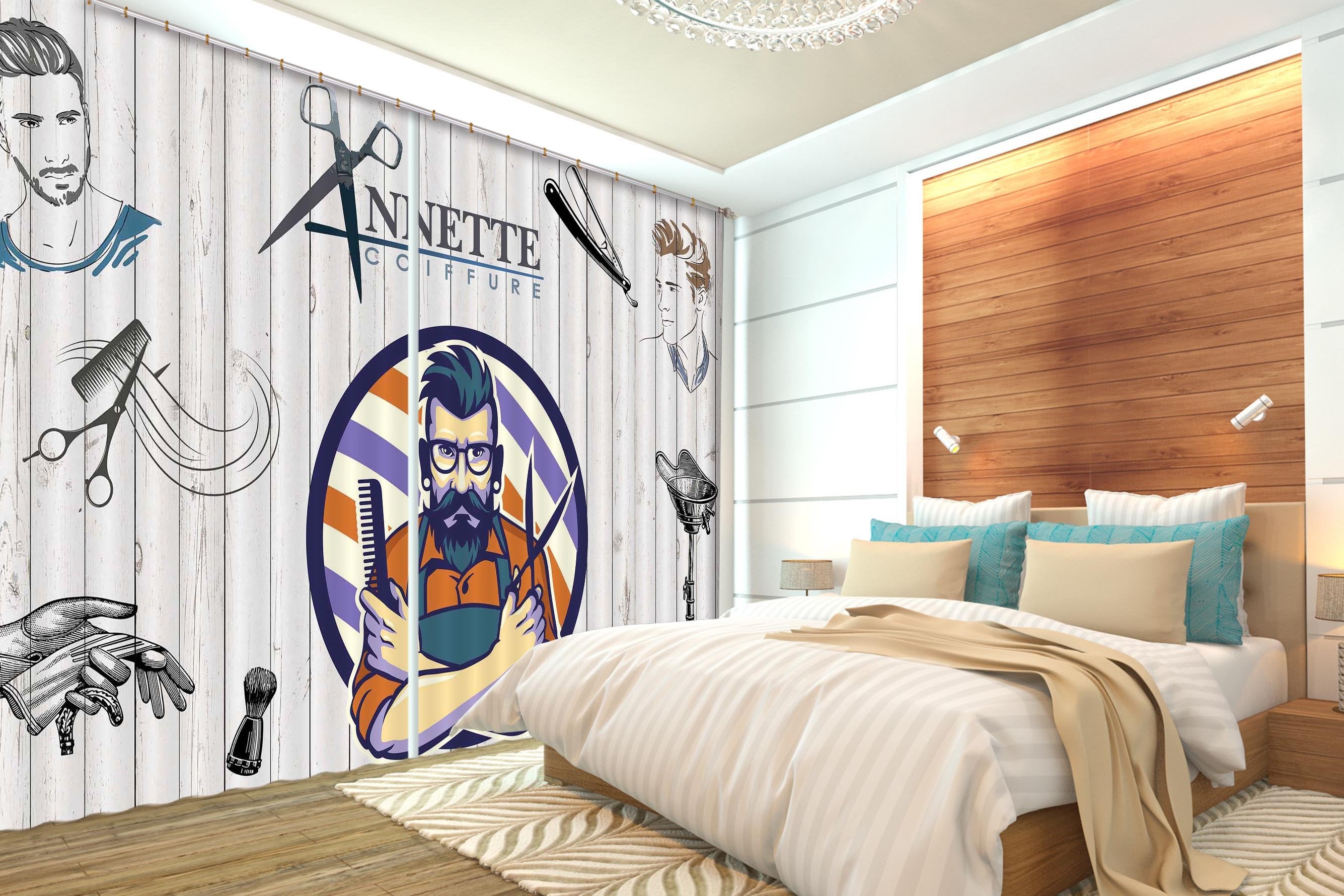 3D Barbershop 855 Curtains Drapes Wallpaper AJ Wallpaper
