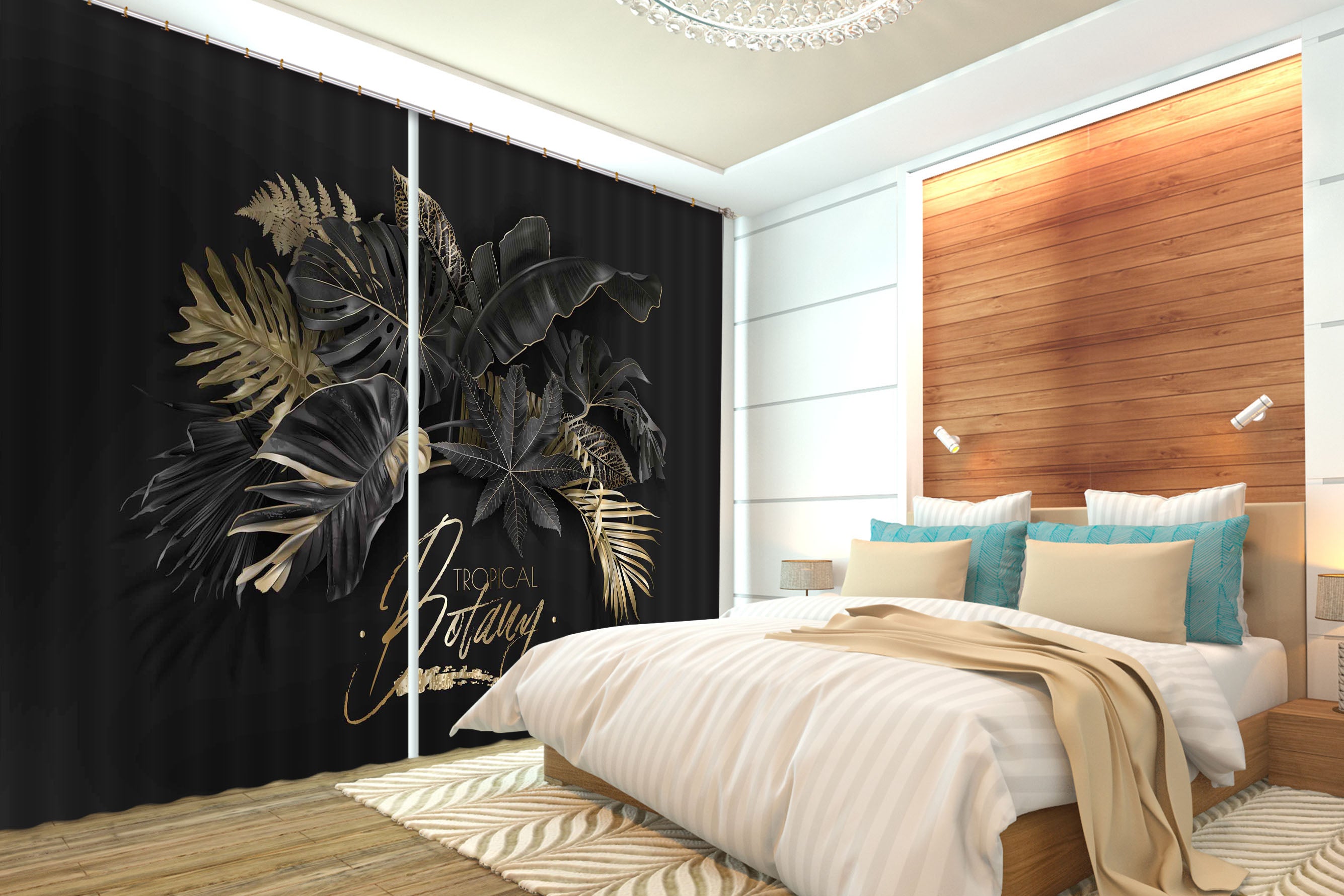 3D Dark Night 126 Curtains Drapes