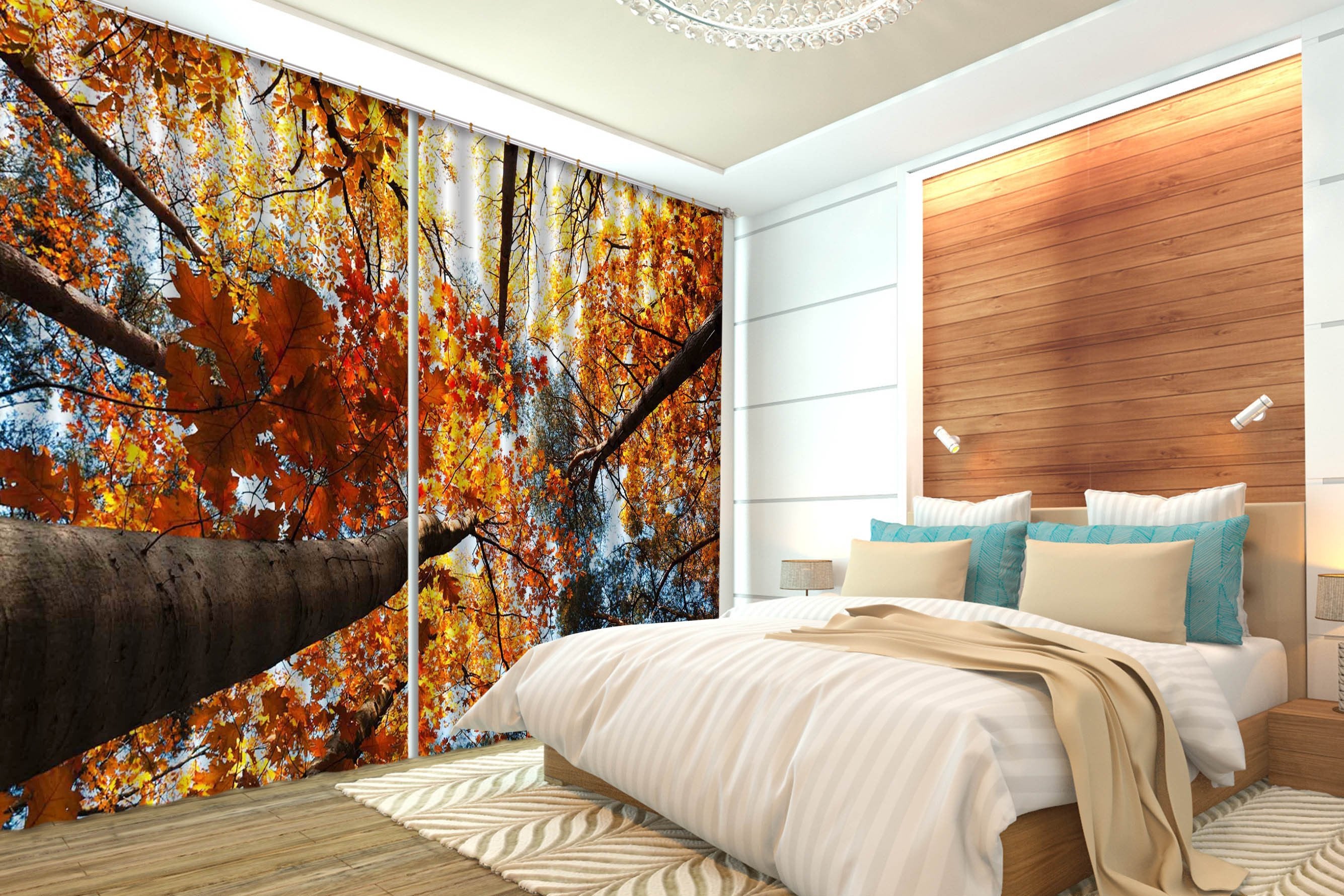 3D Yellow Tall Trees 12 Curtains Drapes Wallpaper AJ Wallpaper
