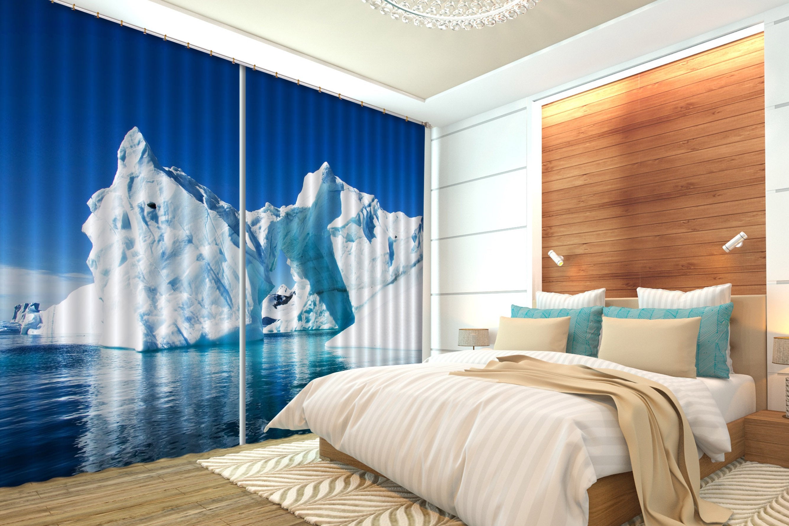 3D Sea Iceberg Peak 123 Curtains Drapes Wallpaper AJ Wallpaper