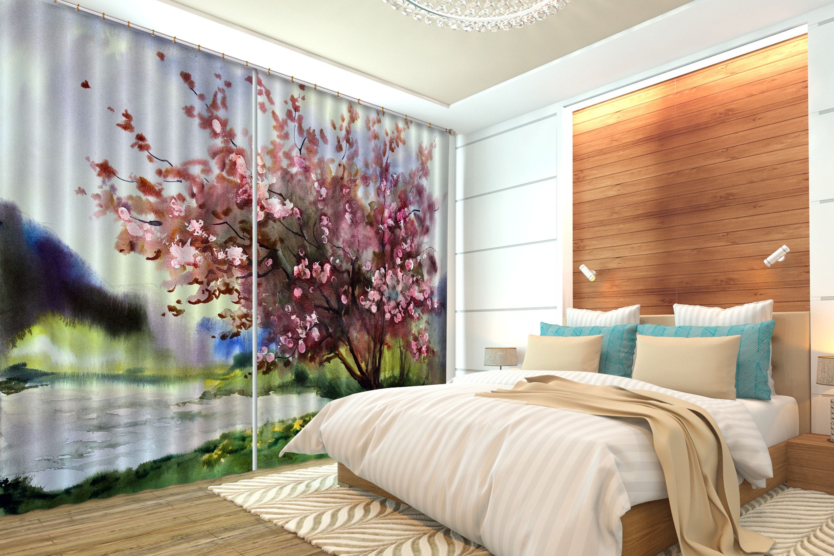 3D Tree Painting 676 Curtains Drapes Wallpaper AJ Wallpaper