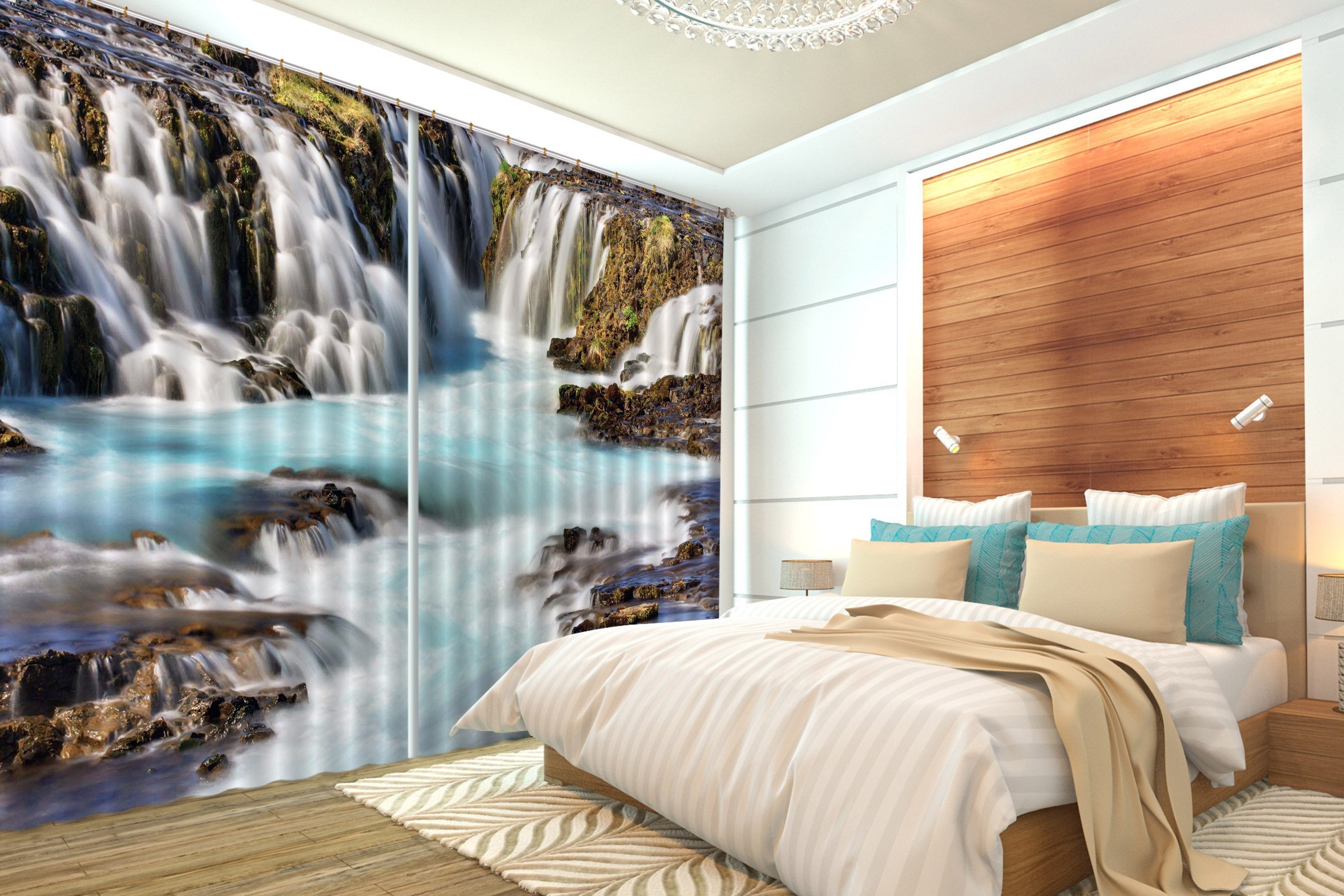 3D Broad River Curtains Drapes Wallpaper AJ Wallpaper