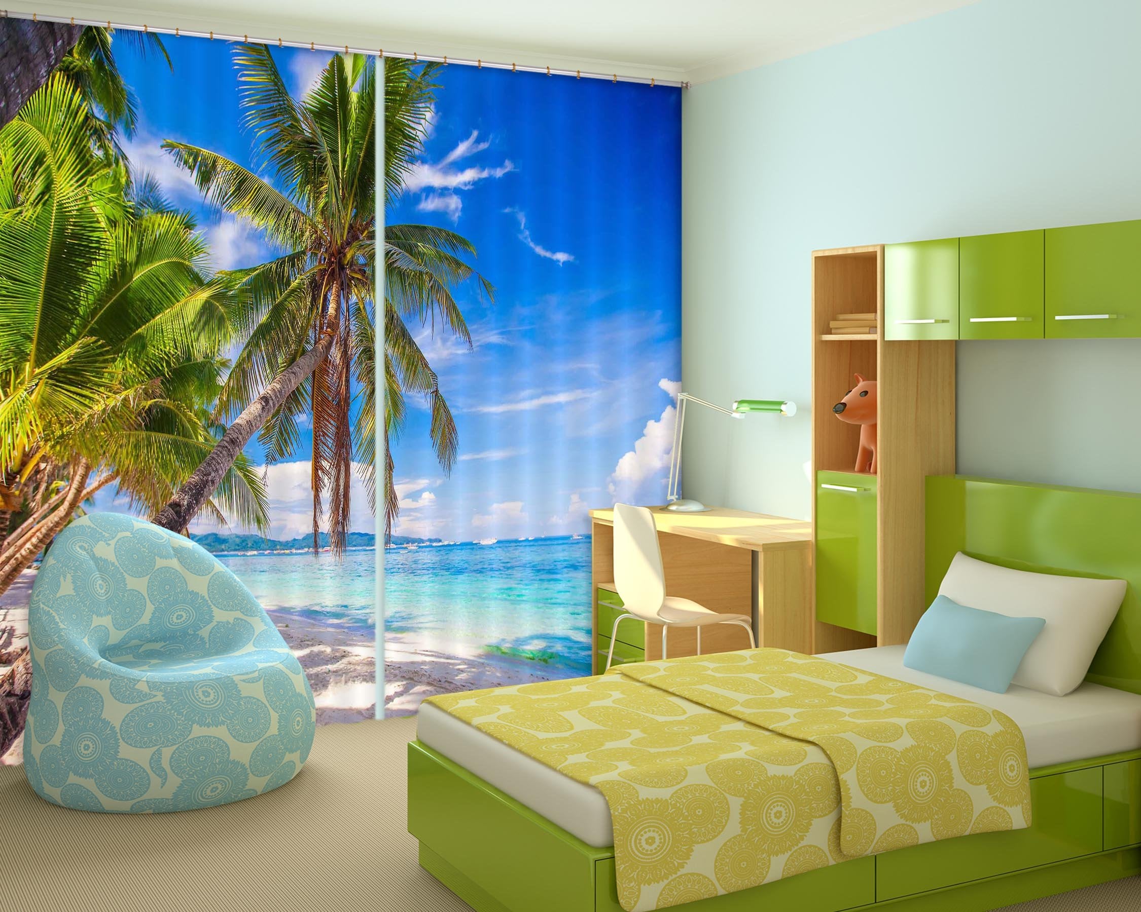 3D Big Coconut Tree 868 Curtains Drapes Wallpaper AJ Wallpaper