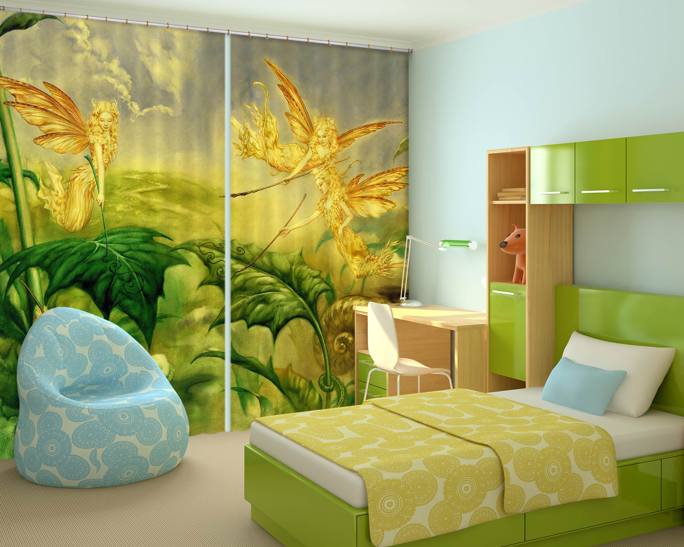 3D Leaves Elf 8004 Ciruelo Curtain Curtains Drapes