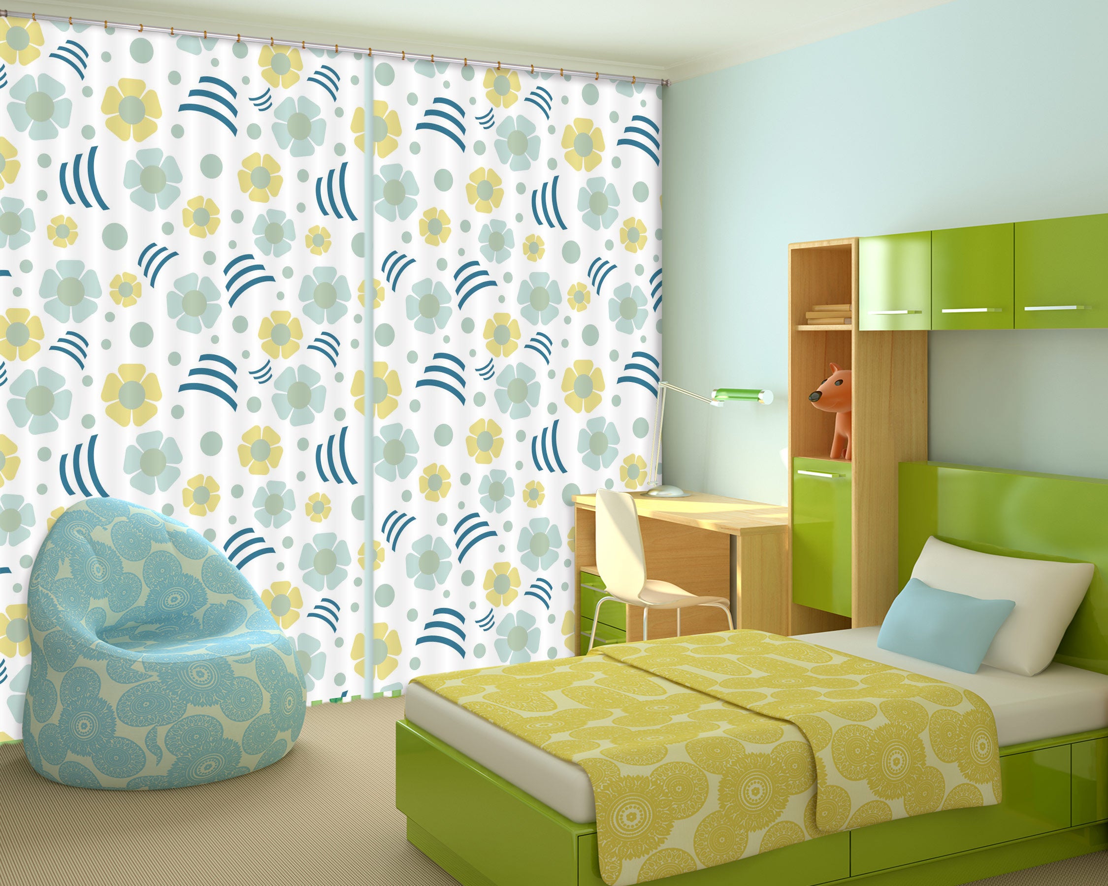 3D Flower Pattern 98126 Kasumi Loffler Curtain Curtains Drapes