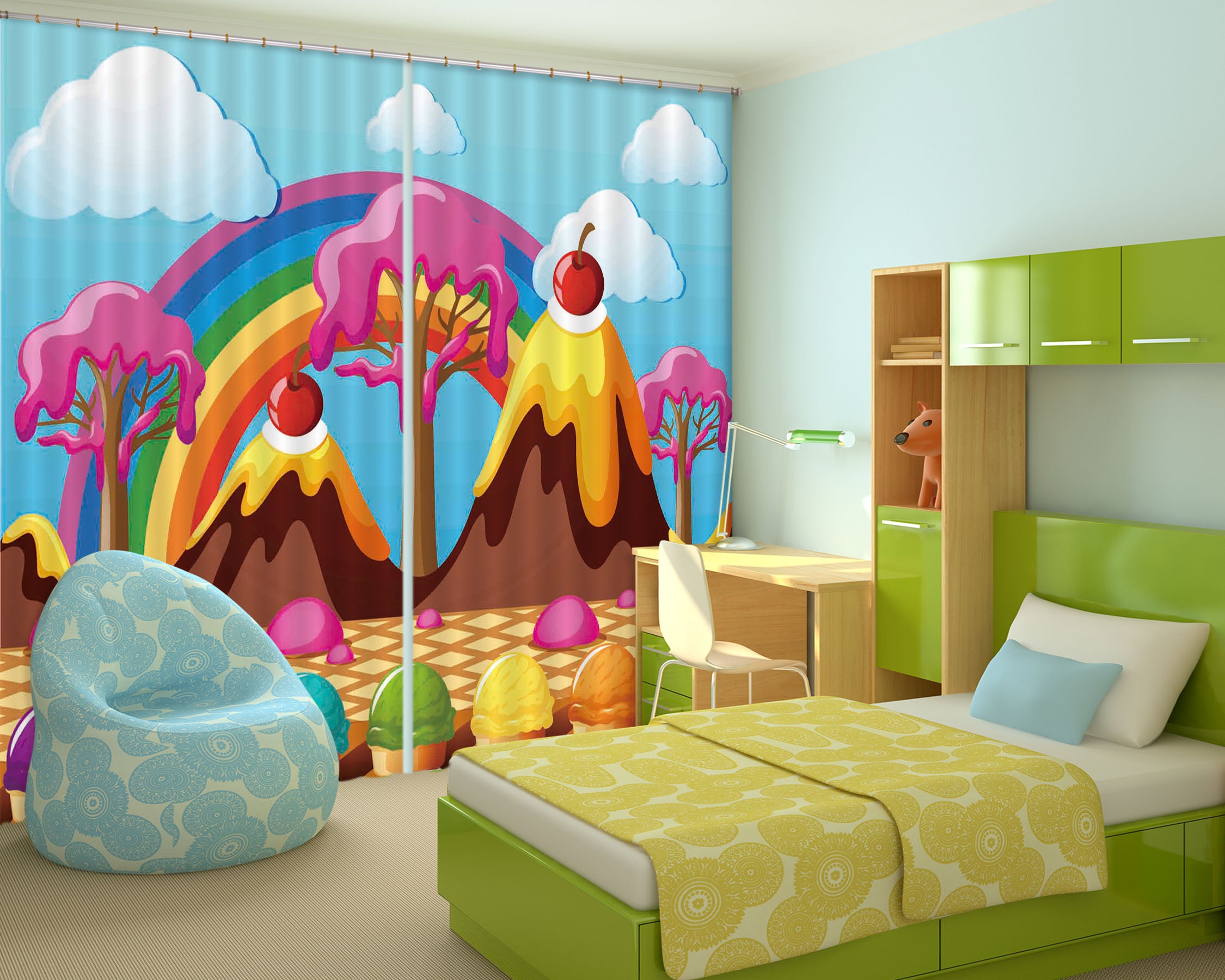 3D Cake House 779 Curtains Drapes