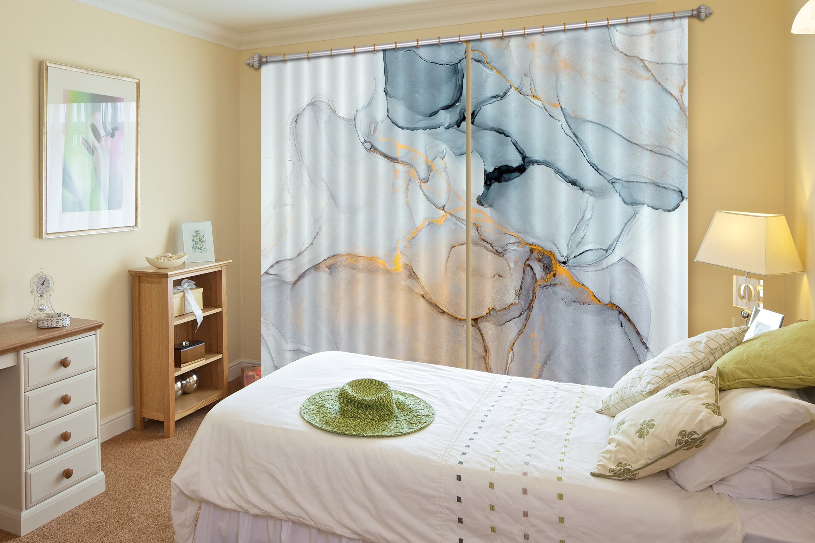 3D Irregular Ink Painting 83 Curtains Drapes Curtains AJ Creativity Home