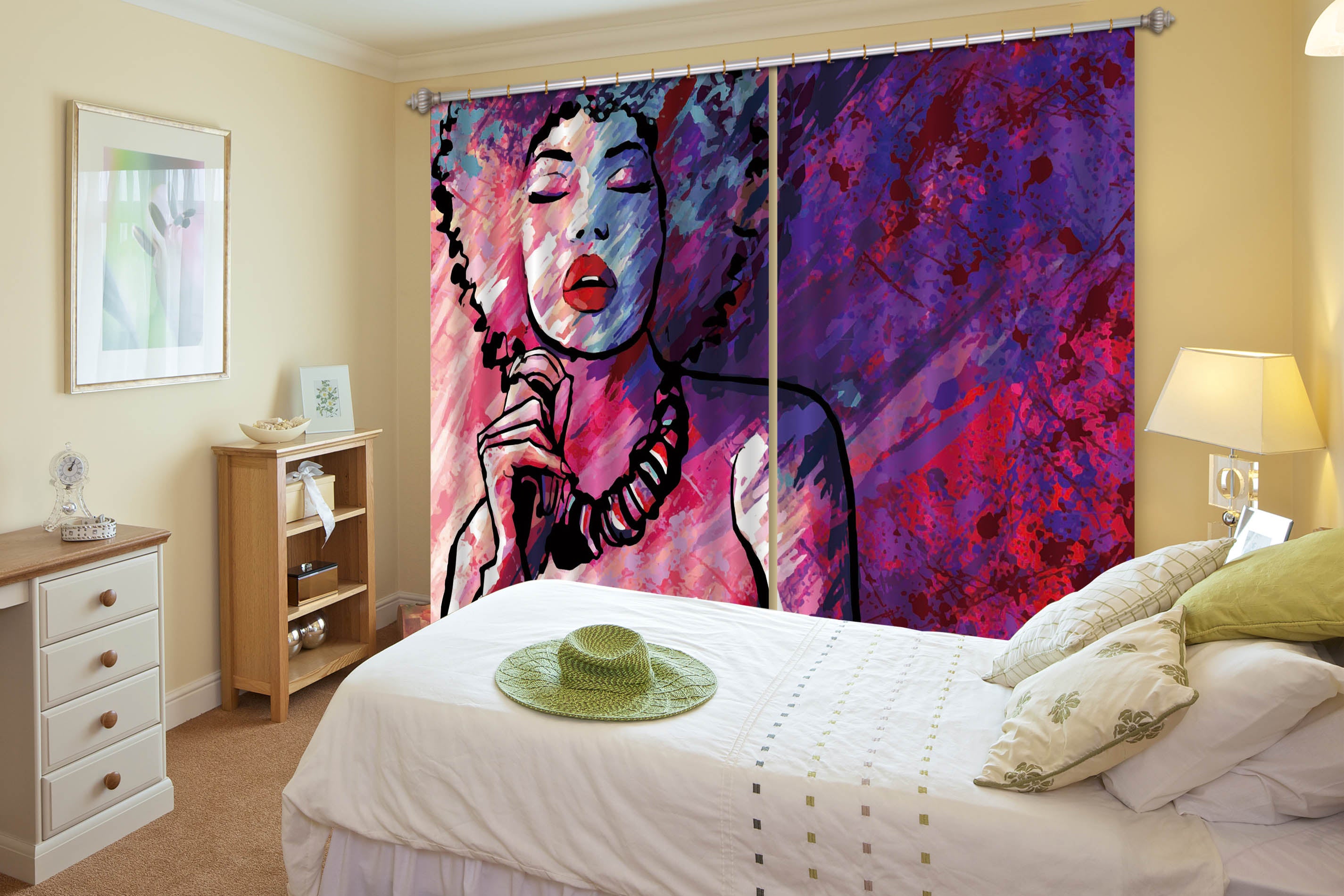 3D Painted Girl 101 Curtains Drapes