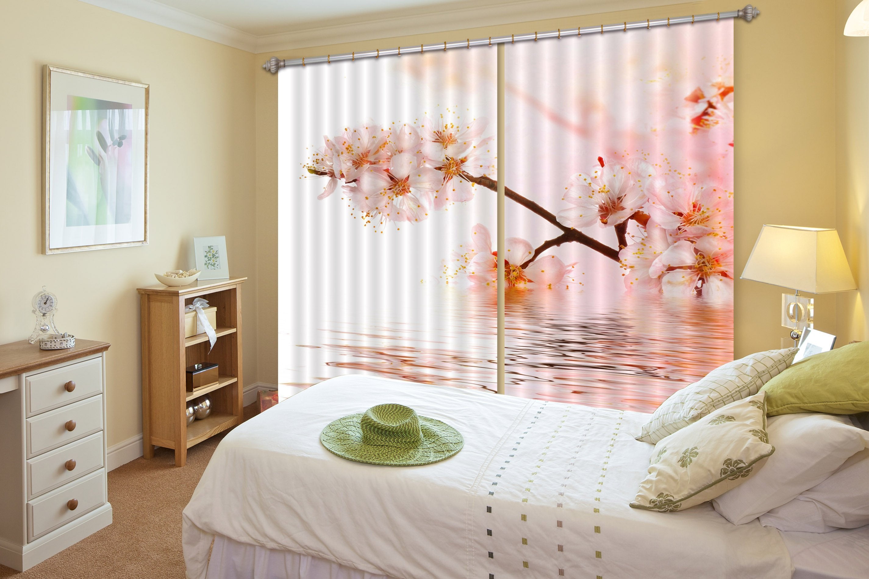 3D Fresh Peach Flowers 248 Curtains Drapes Wallpaper AJ Wallpaper
