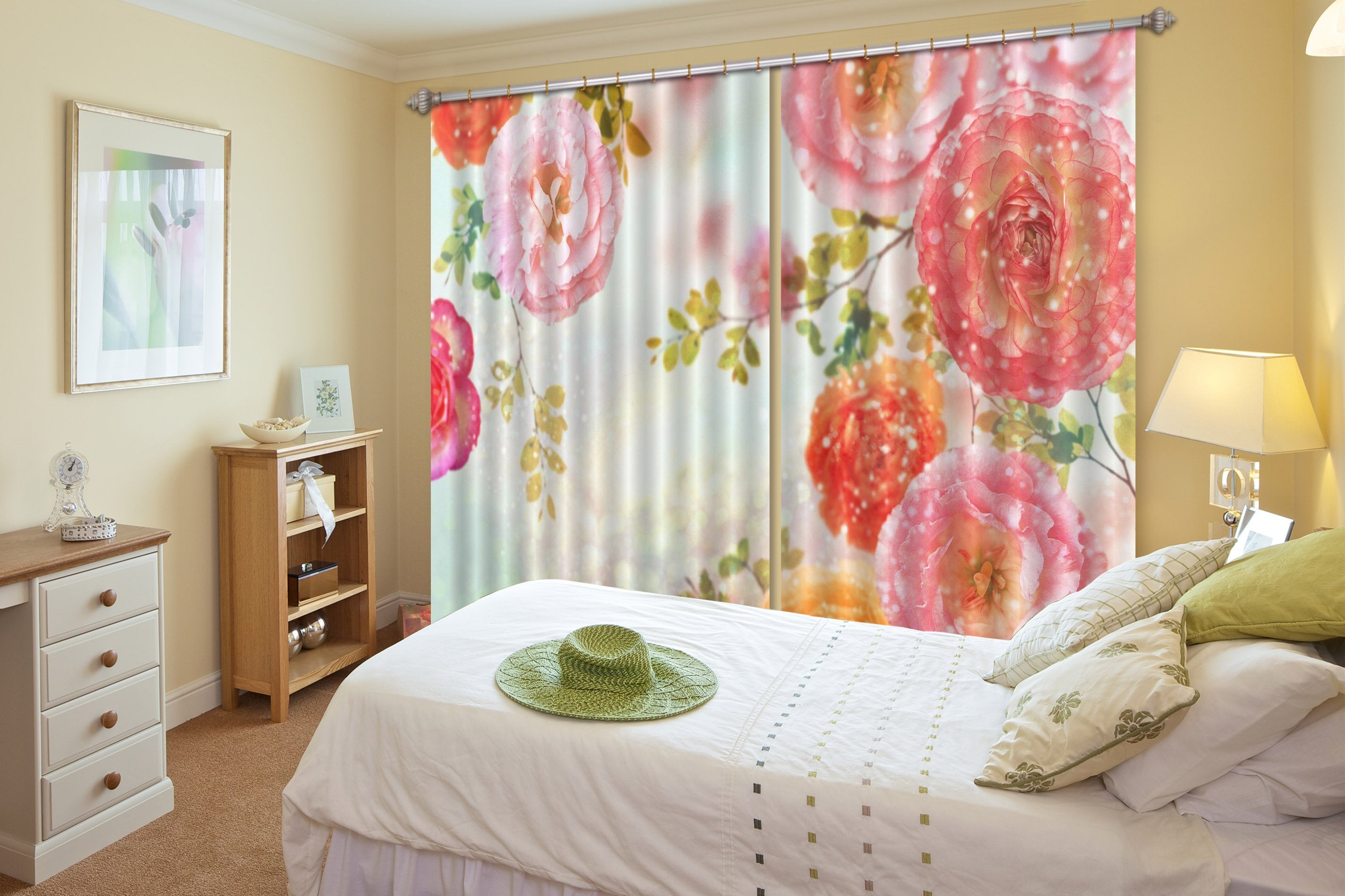 3D Snowing Flowers 279 Curtains Drapes Wallpaper AJ Wallpaper