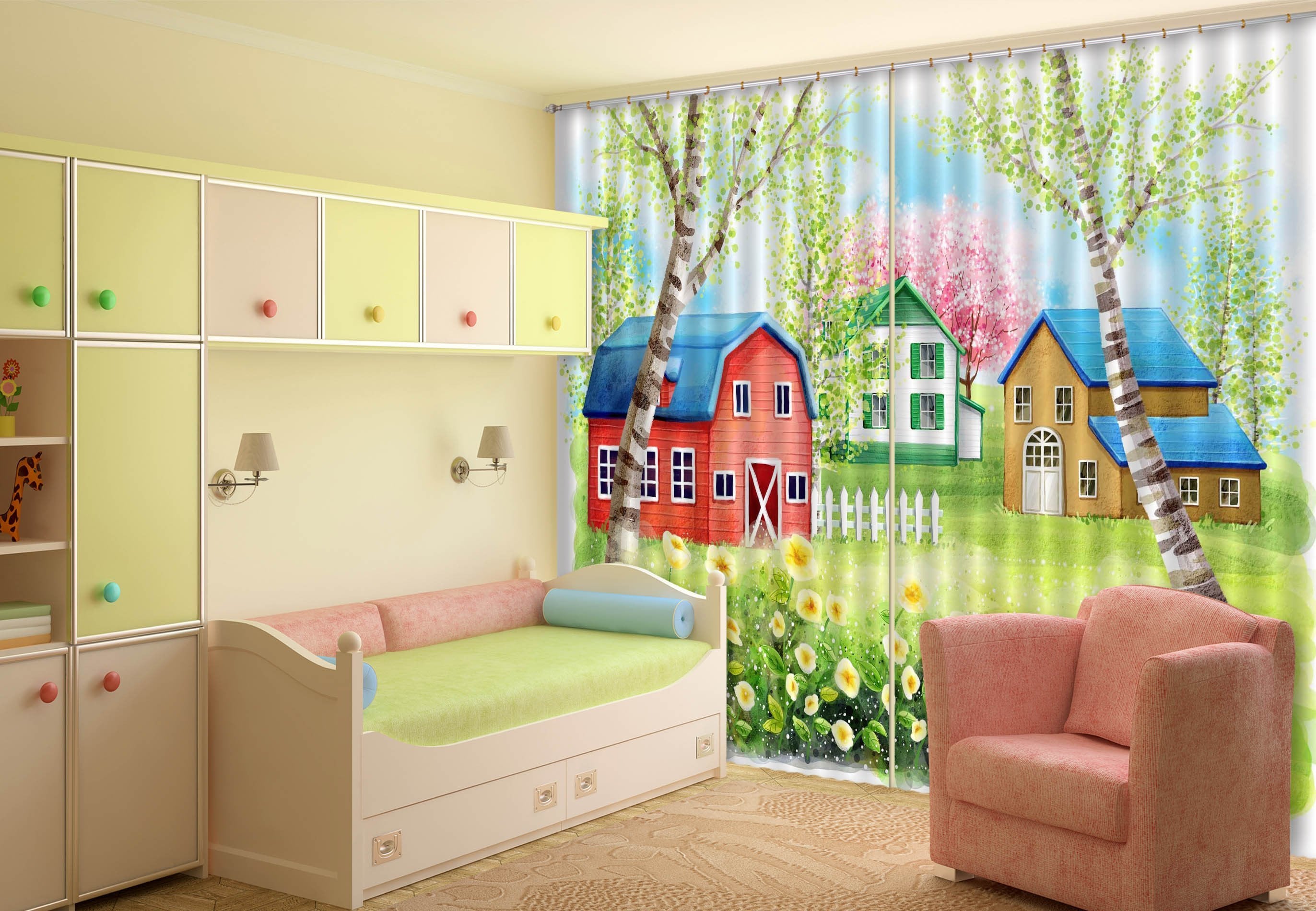 3D Lovely Colorful Horses 703 Curtains Drapes Wallpaper AJ Wallpaper