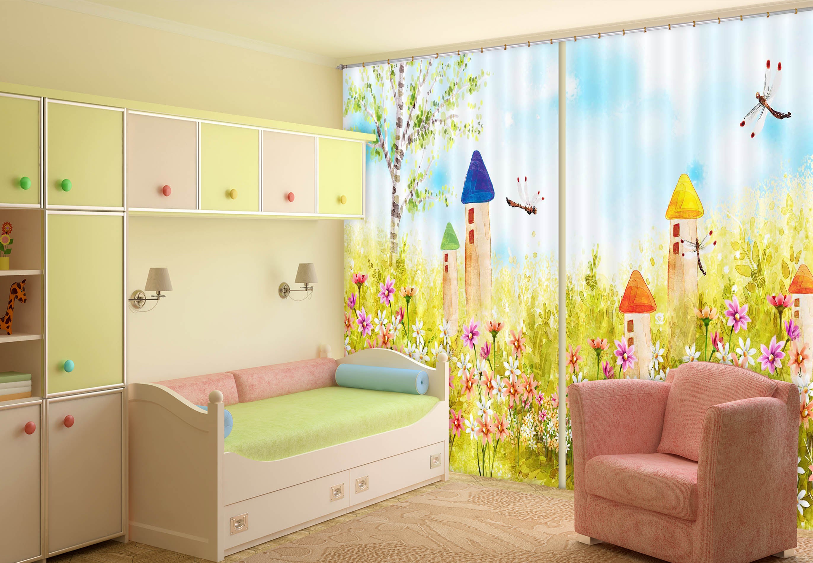 3D Colorful Garden 724 Curtains Drapes