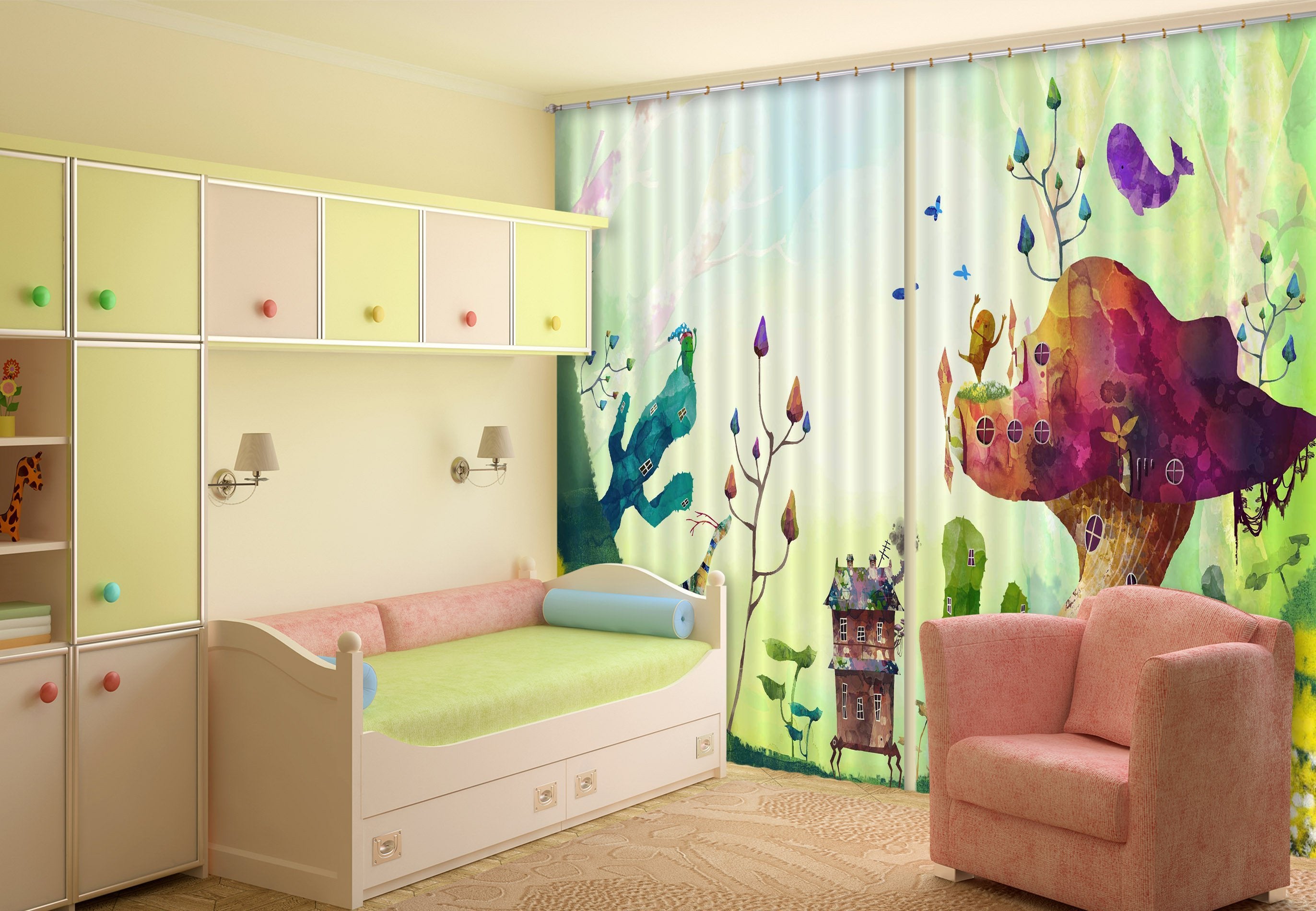 3D Lovely Houses 157 Curtains Drapes Wallpaper AJ Wallpaper