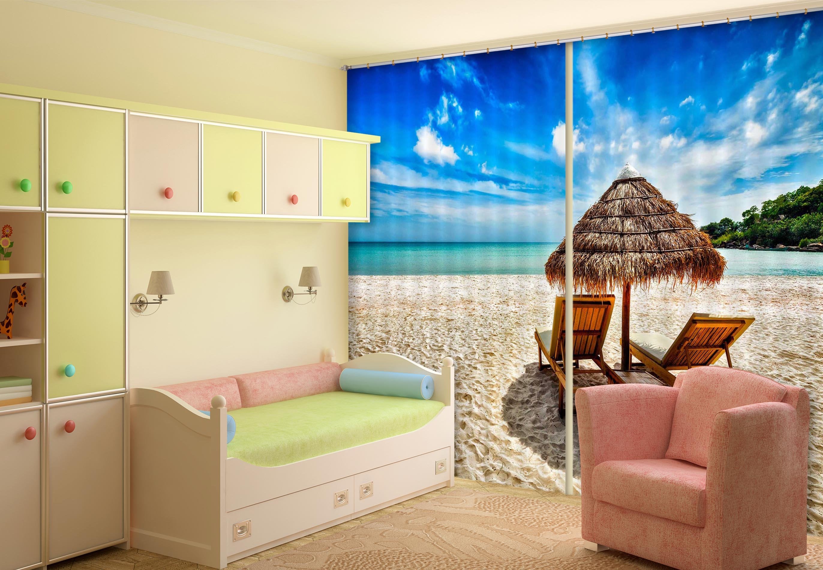 3D Beach Sun 813 Curtains Drapes Wallpaper AJ Wallpaper
