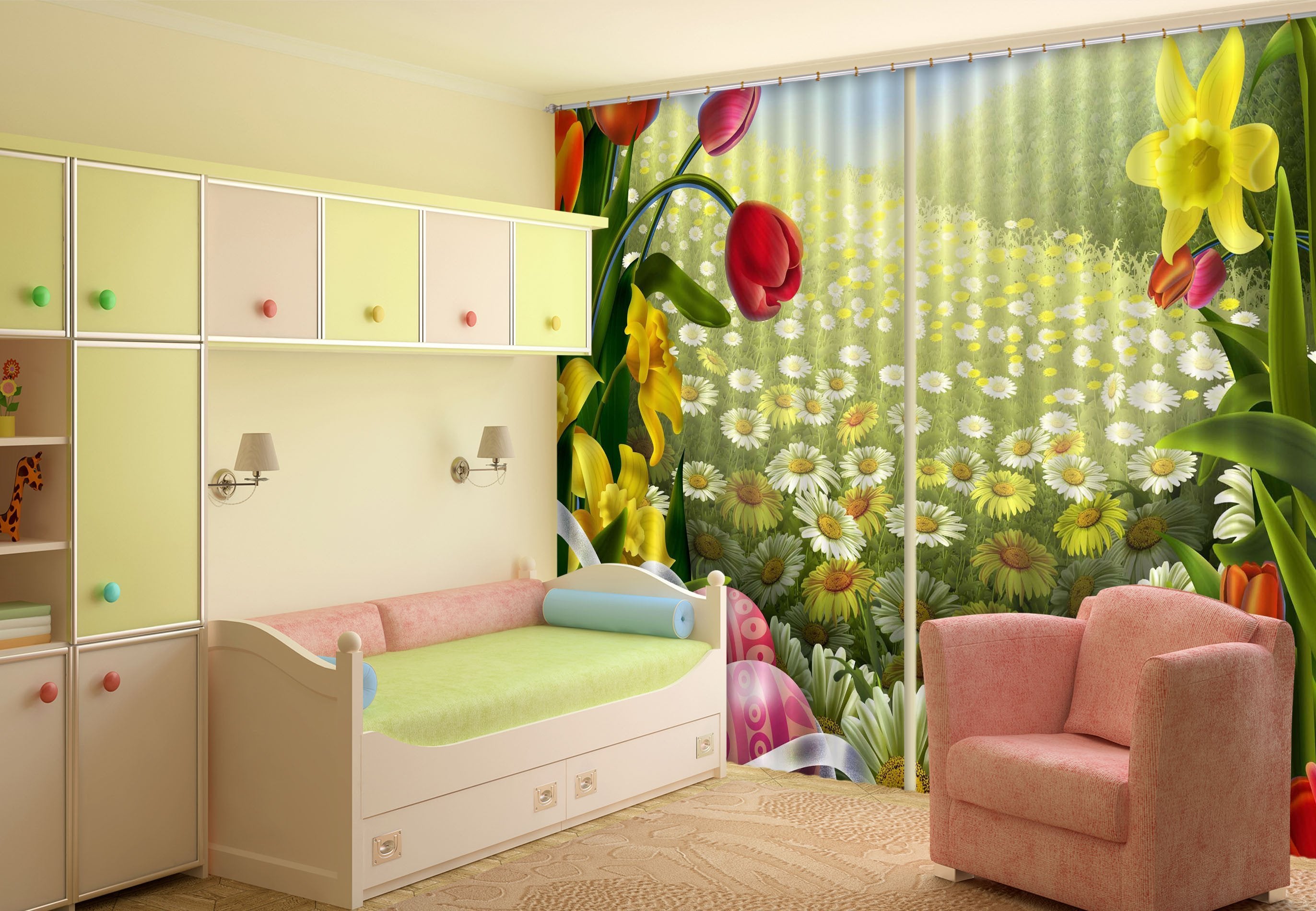 3D Bright Lush Flowers 147 Curtains Drapes Wallpaper AJ Wallpaper