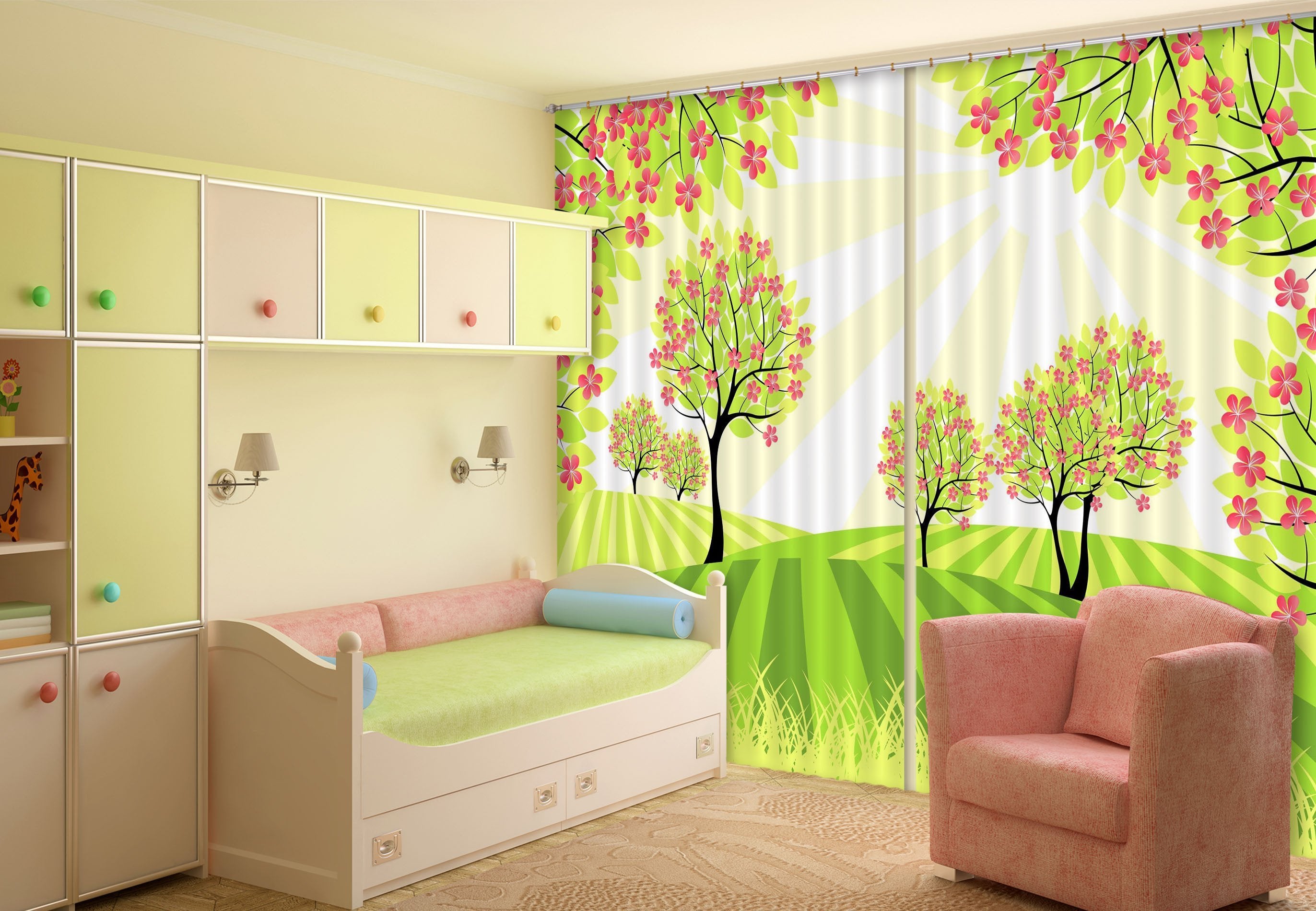 3D Flowers Trees Pattern 260 Curtains Drapes Wallpaper AJ Wallpaper