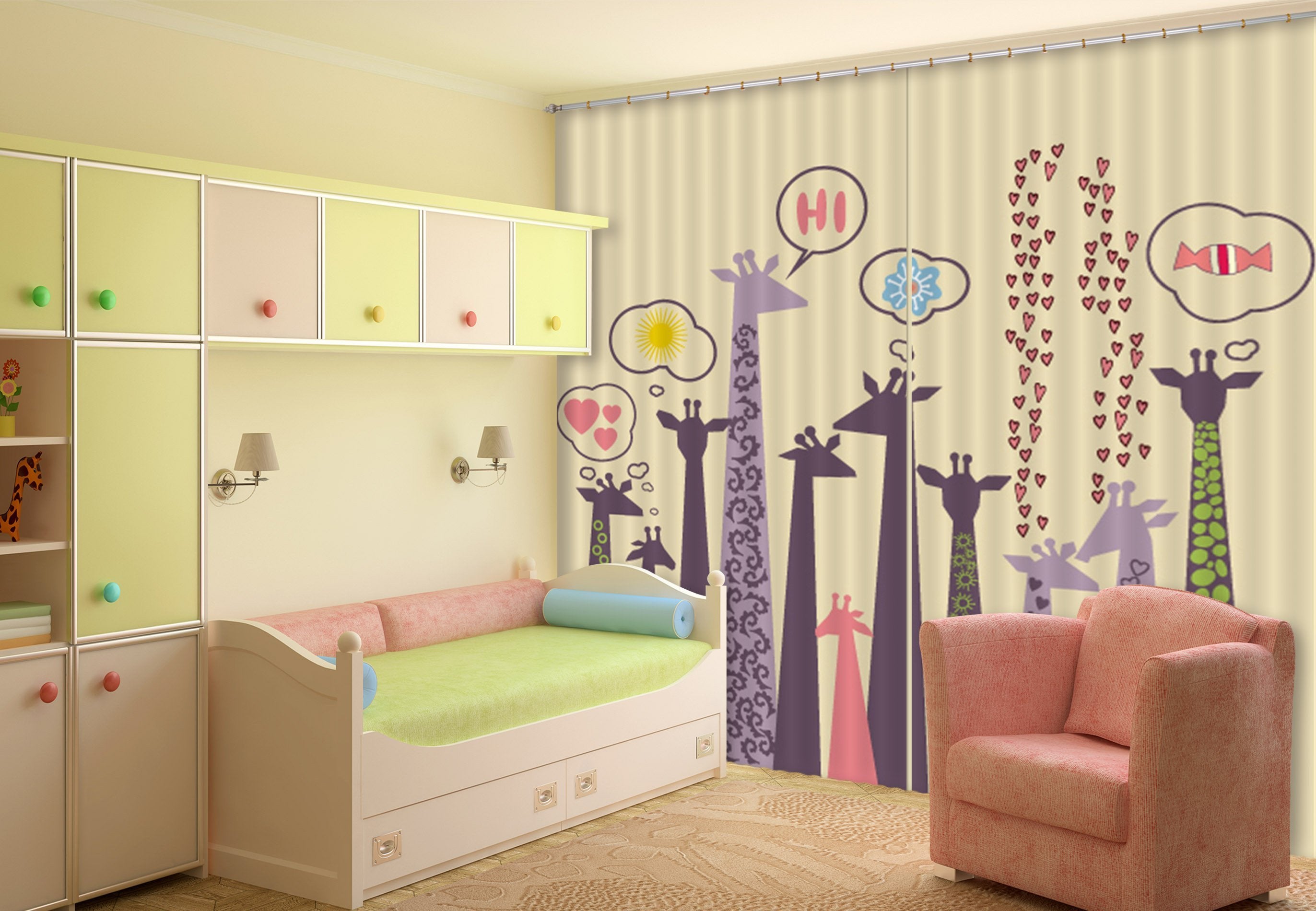 3D Giraffes Pattern 678 Curtains Drapes Wallpaper AJ Wallpaper