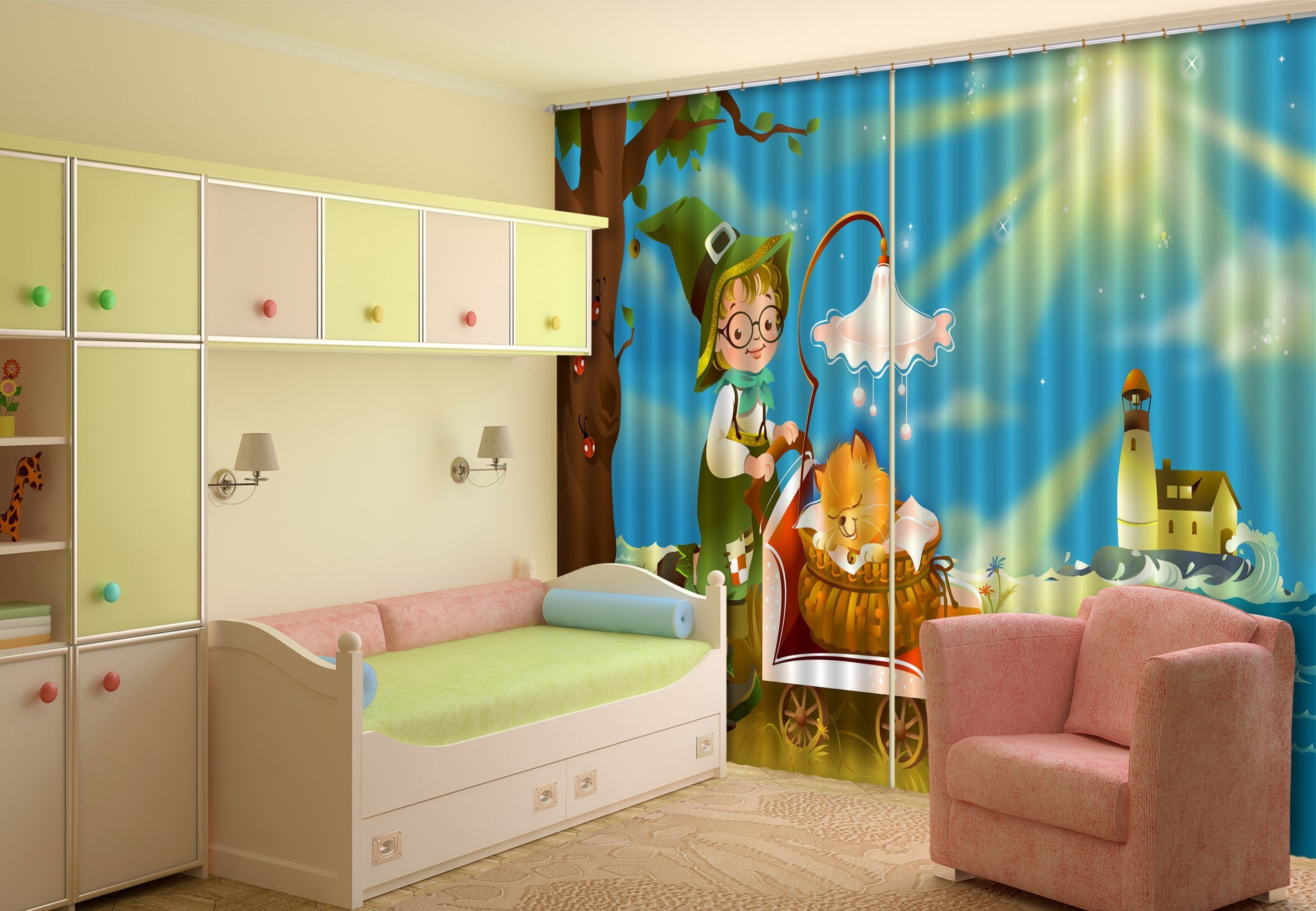 3D Lovely Kid 709 Curtains Drapes Wallpaper AJ Wallpaper