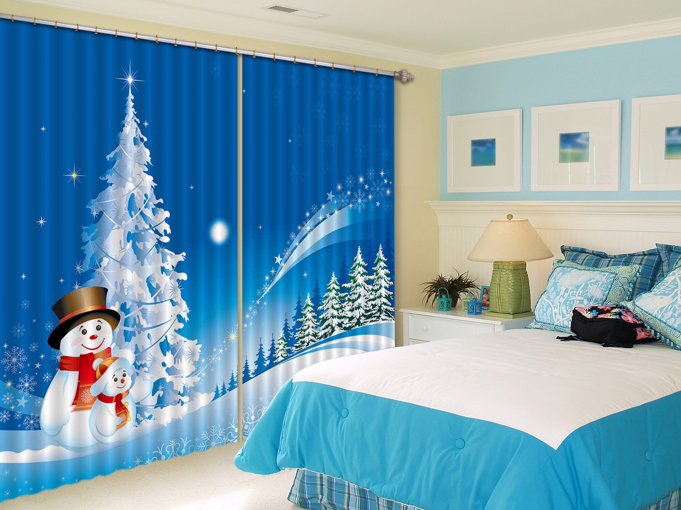 3D Snowflake Christmas Tree 56 Curtains Drapes Curtains AJ Creativity Home