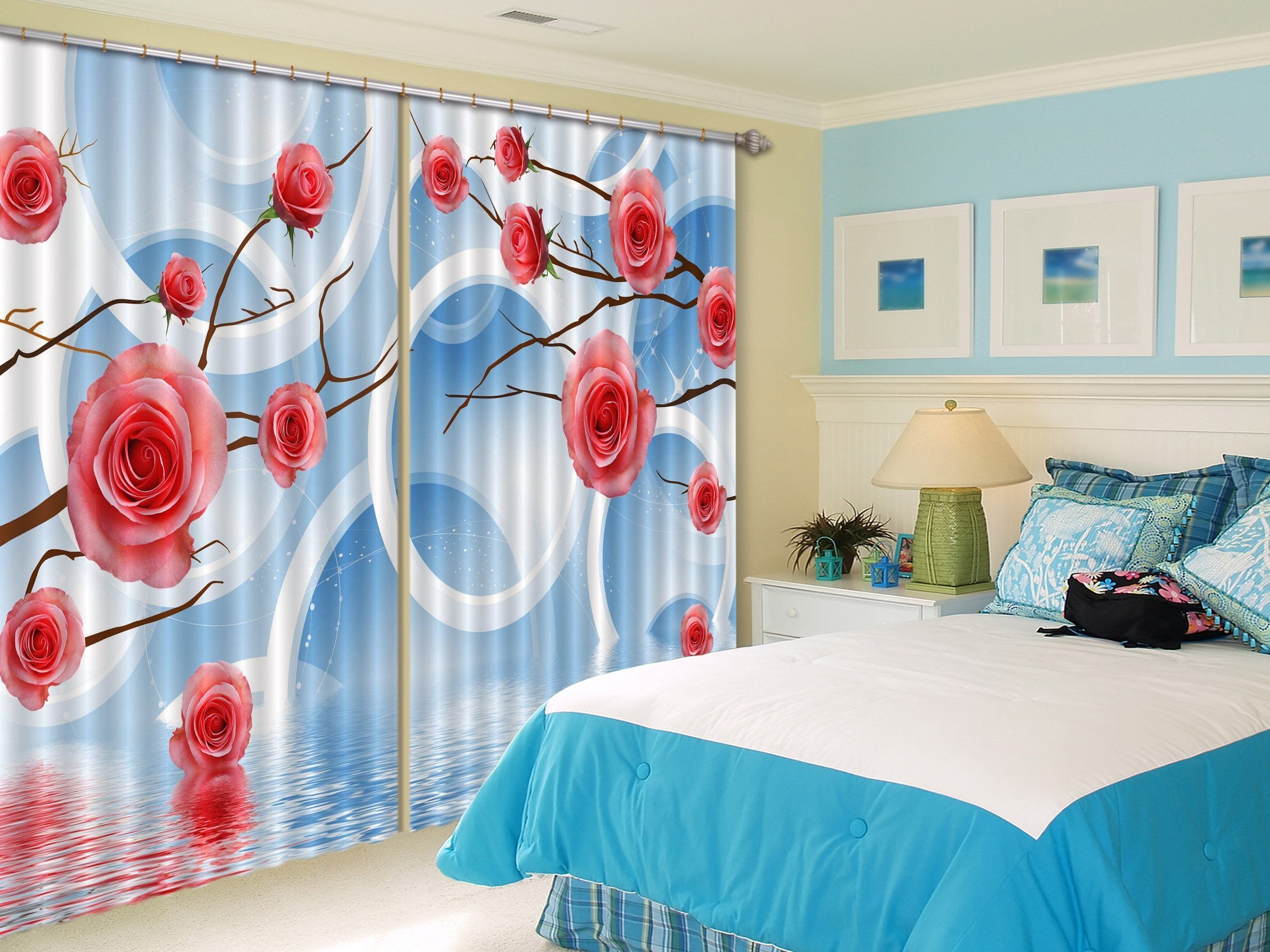 3D Flowers Rings 176 Curtains Drapes Wallpaper AJ Wallpaper