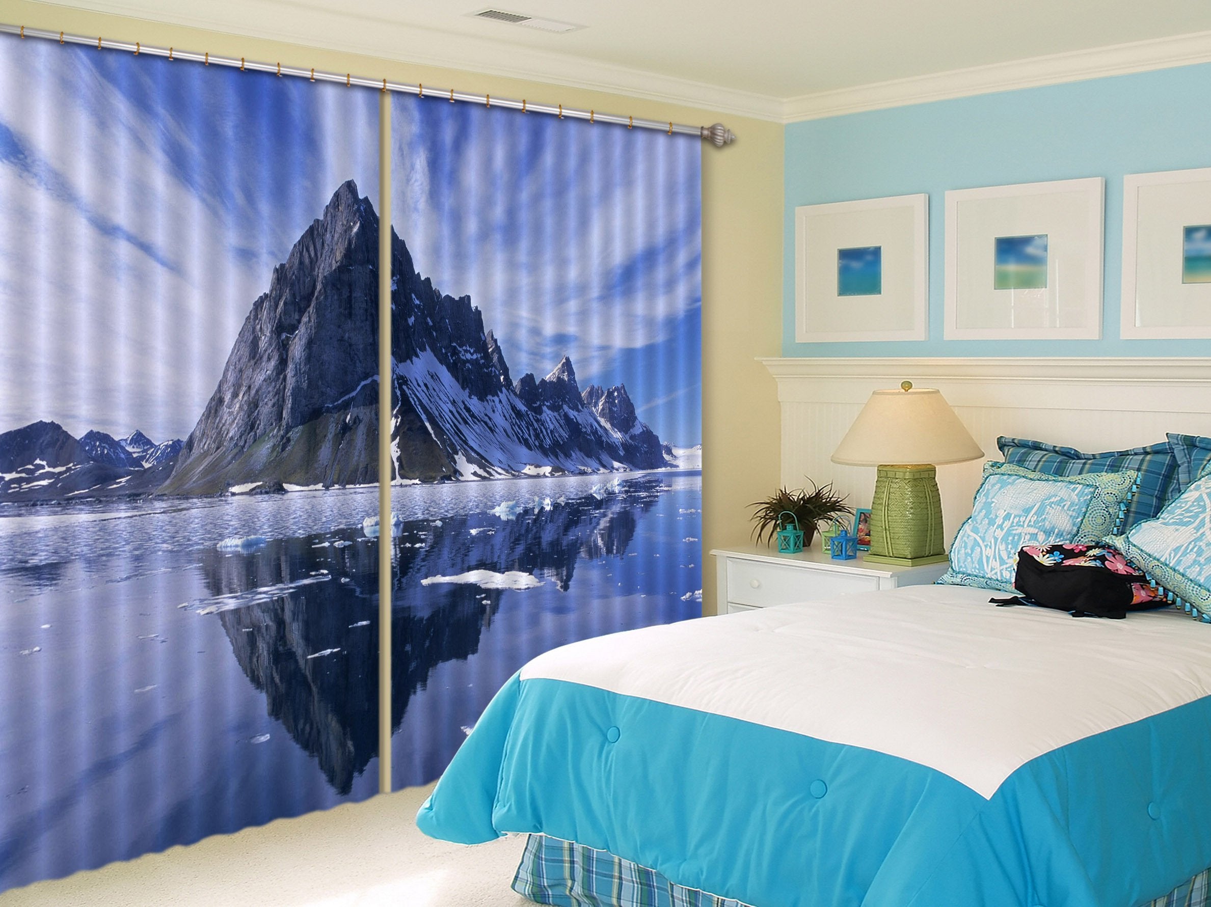 3D Seaside Mountains 211 Curtains Drapes Wallpaper AJ Wallpaper