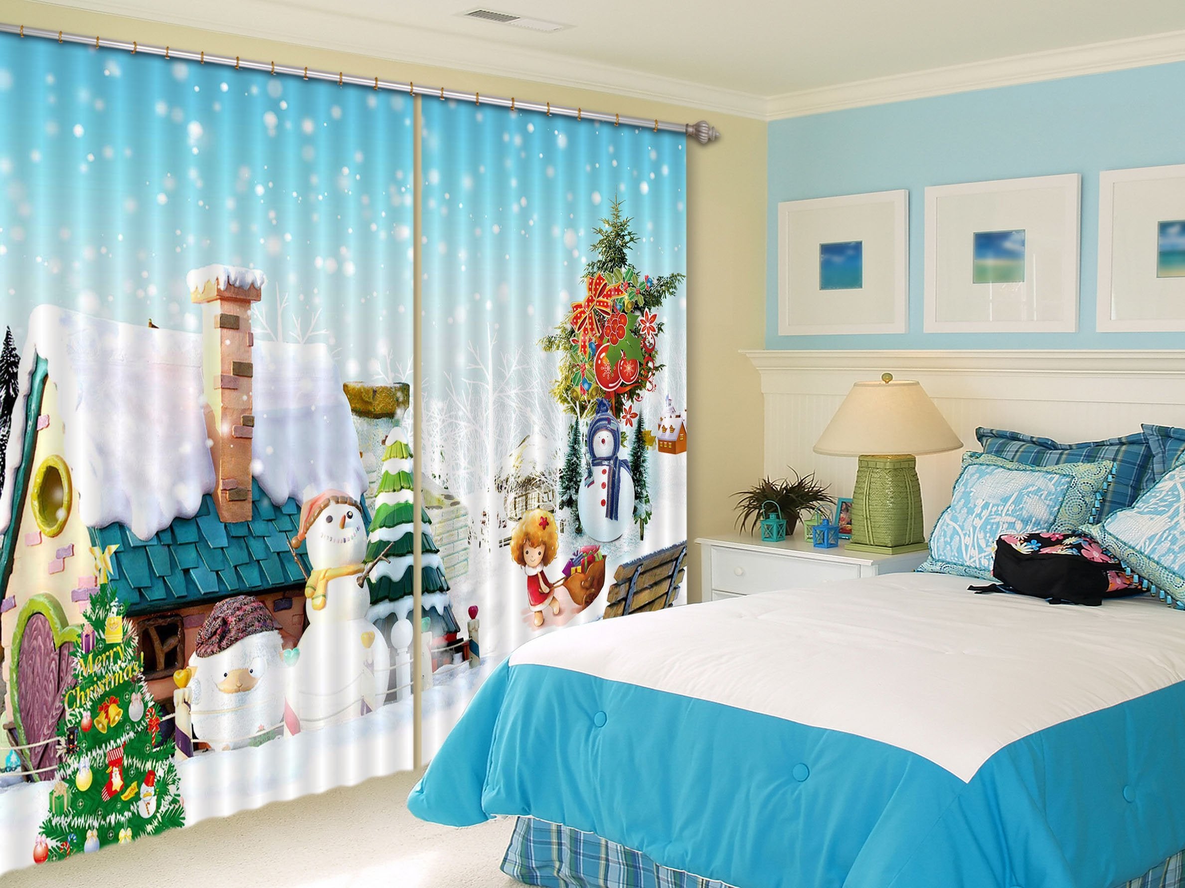 3D Christmas Bow Chair 46 Curtains Drapes Curtains AJ Creativity Home