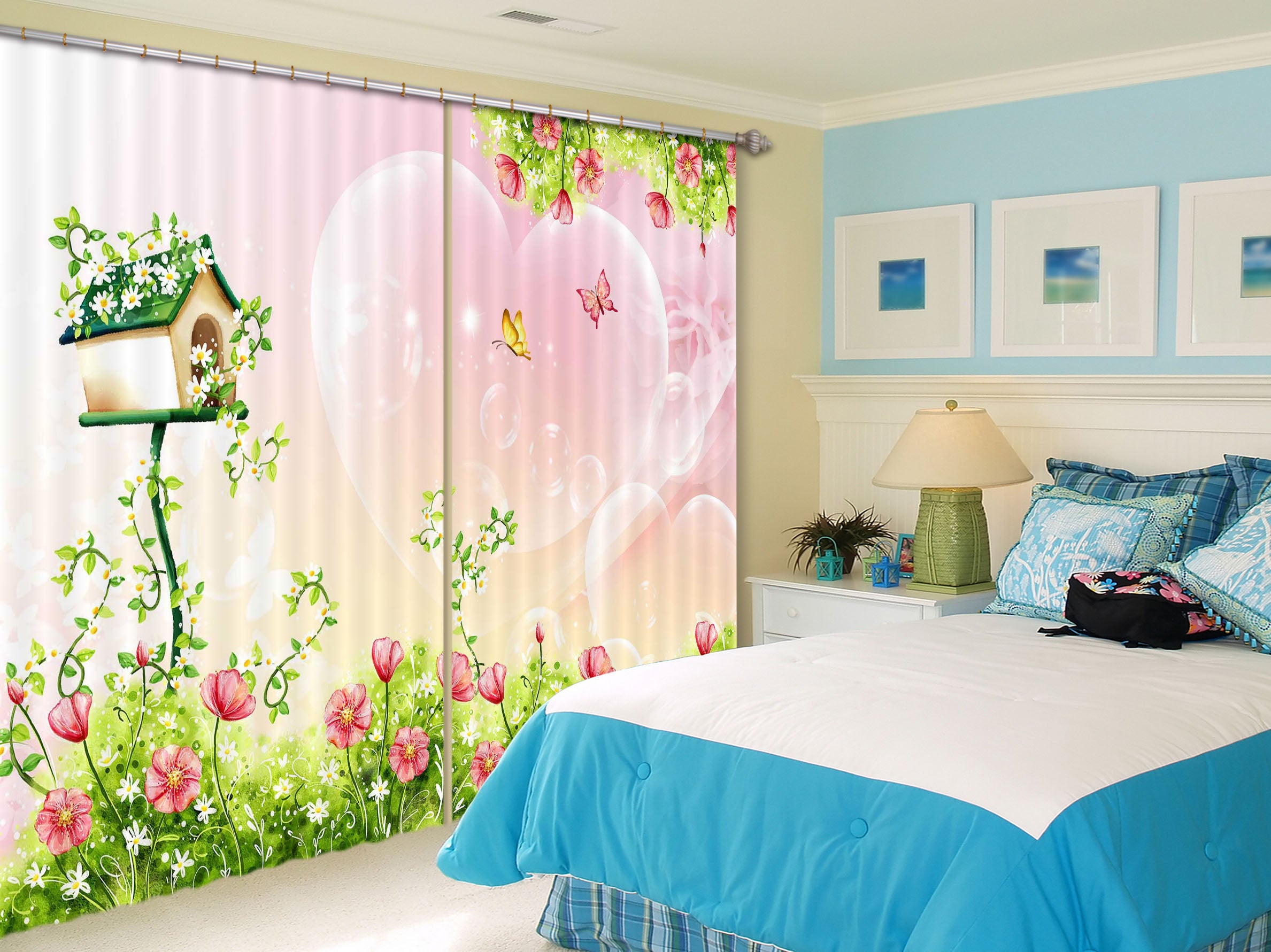 3D Caring Butterfly 802 Curtains Drapes