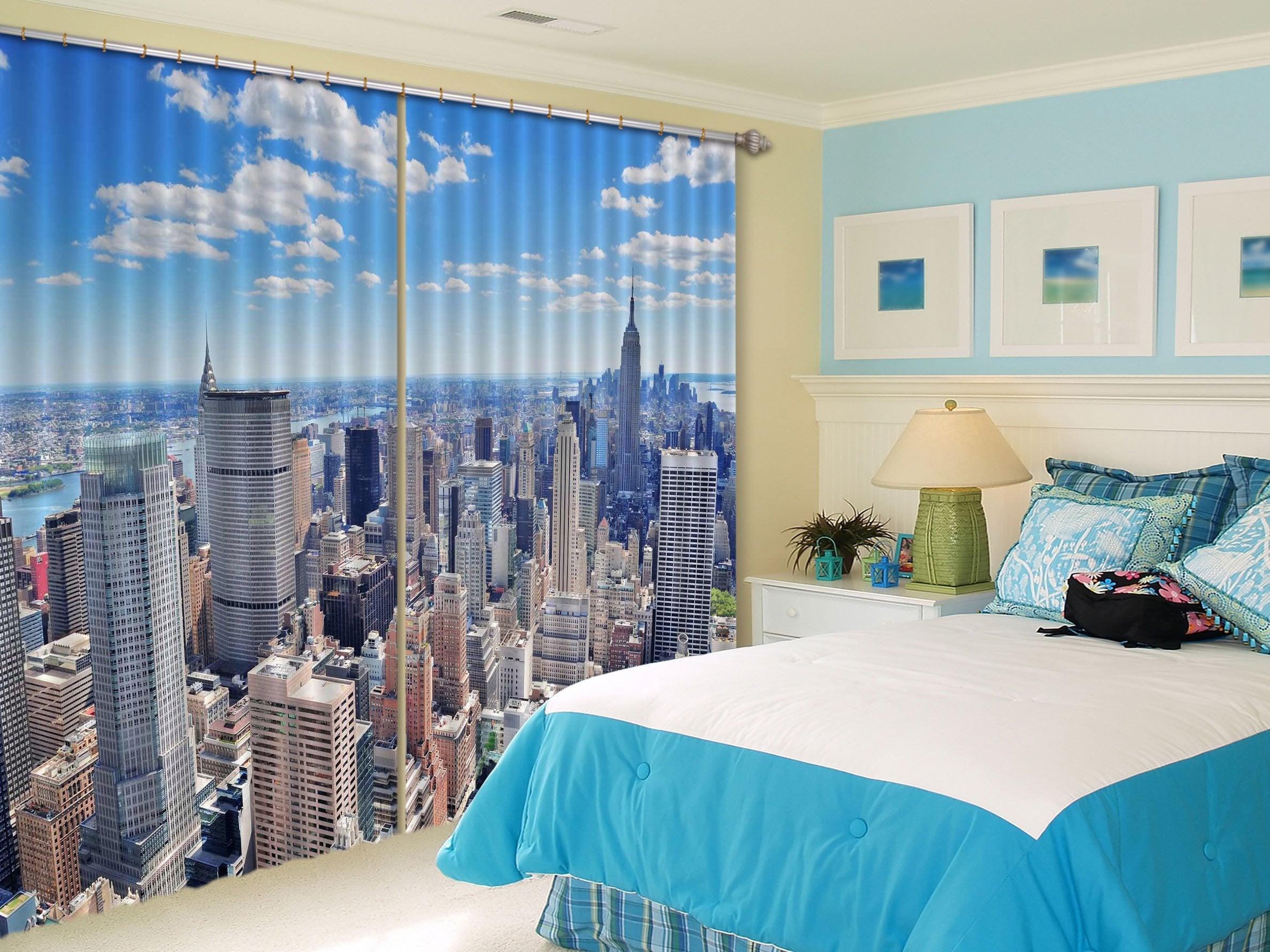 3D Sunny New York 485 Curtains Drapes Wallpaper AJ Wallpaper