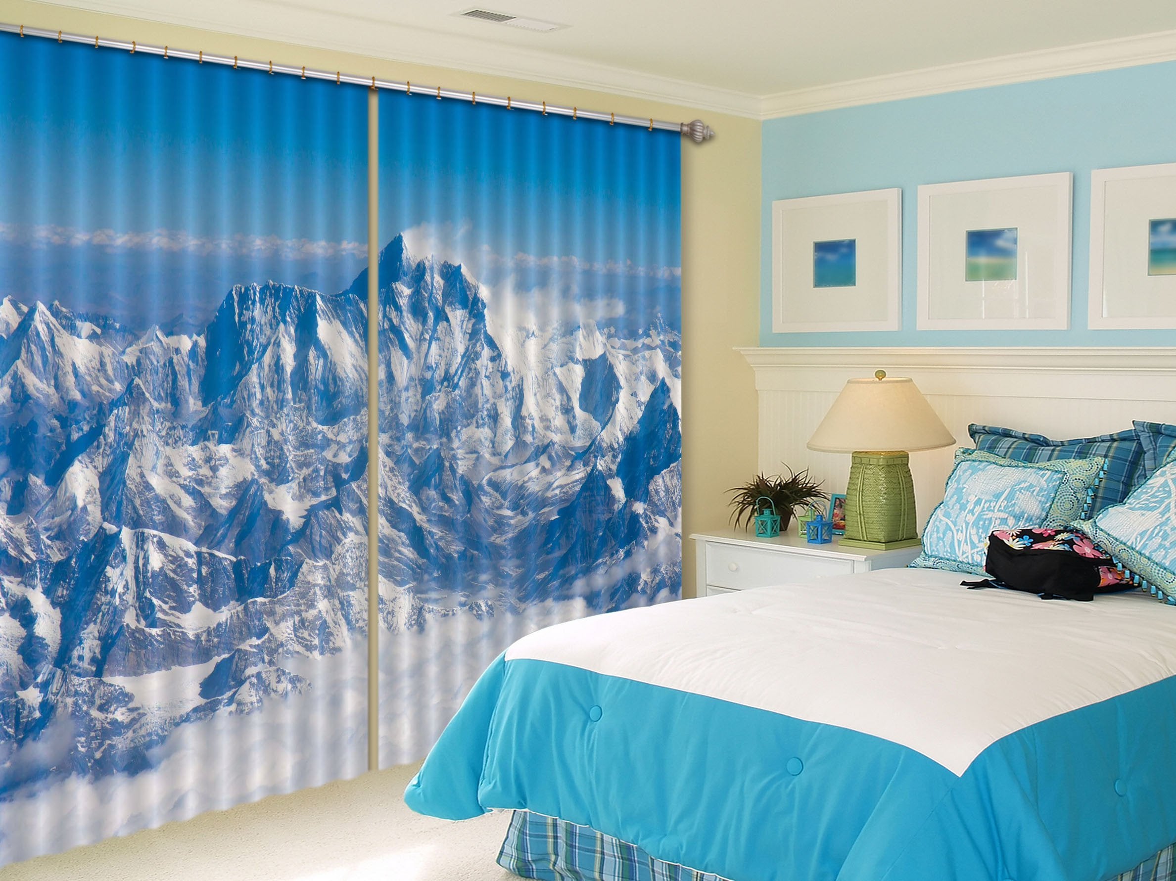 3D Snow Mountains Scenery 585 Curtains Drapes Wallpaper AJ Wallpaper