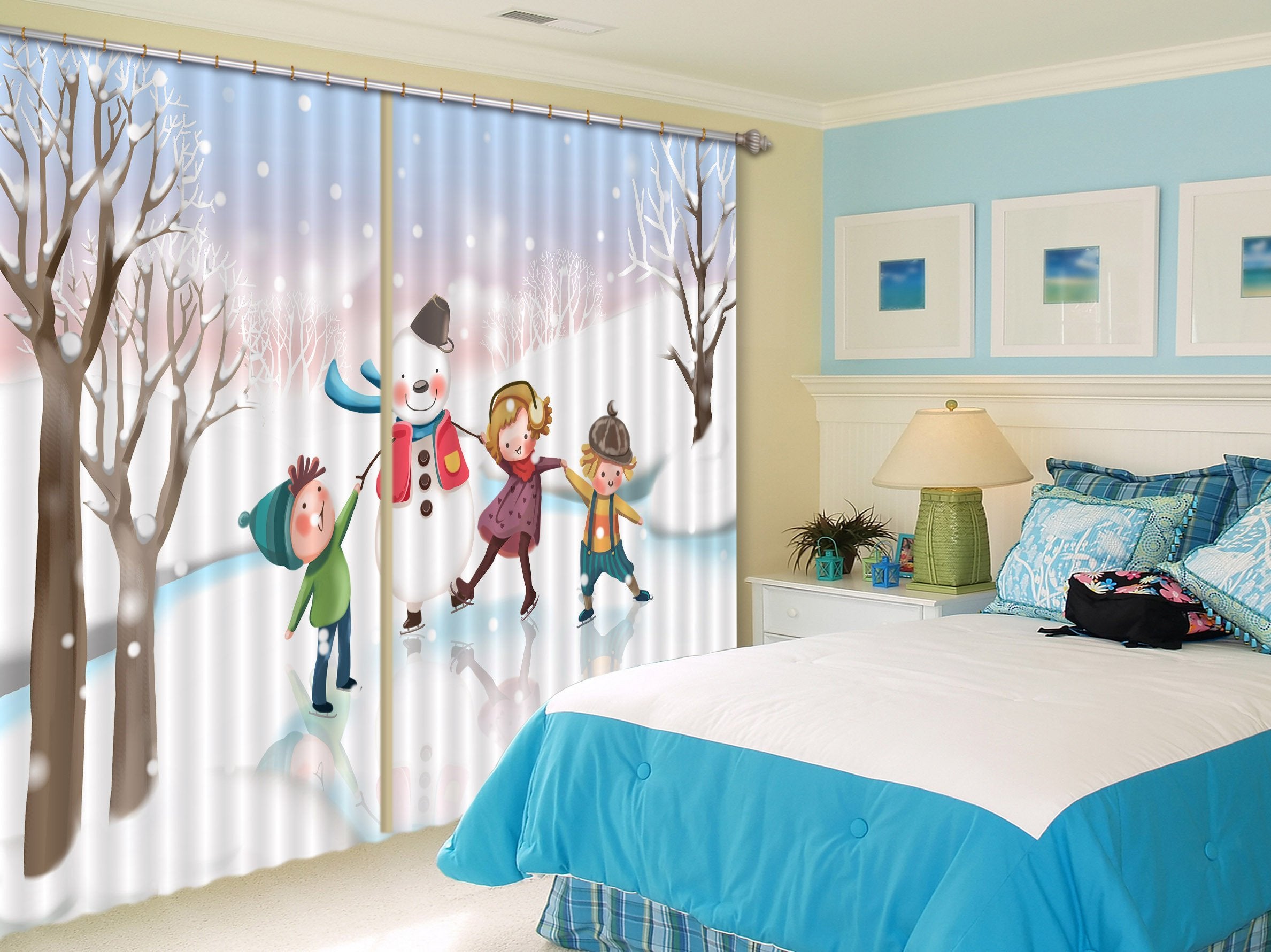 3D Snow Skating 164 Curtains Drapes Wallpaper AJ Wallpaper