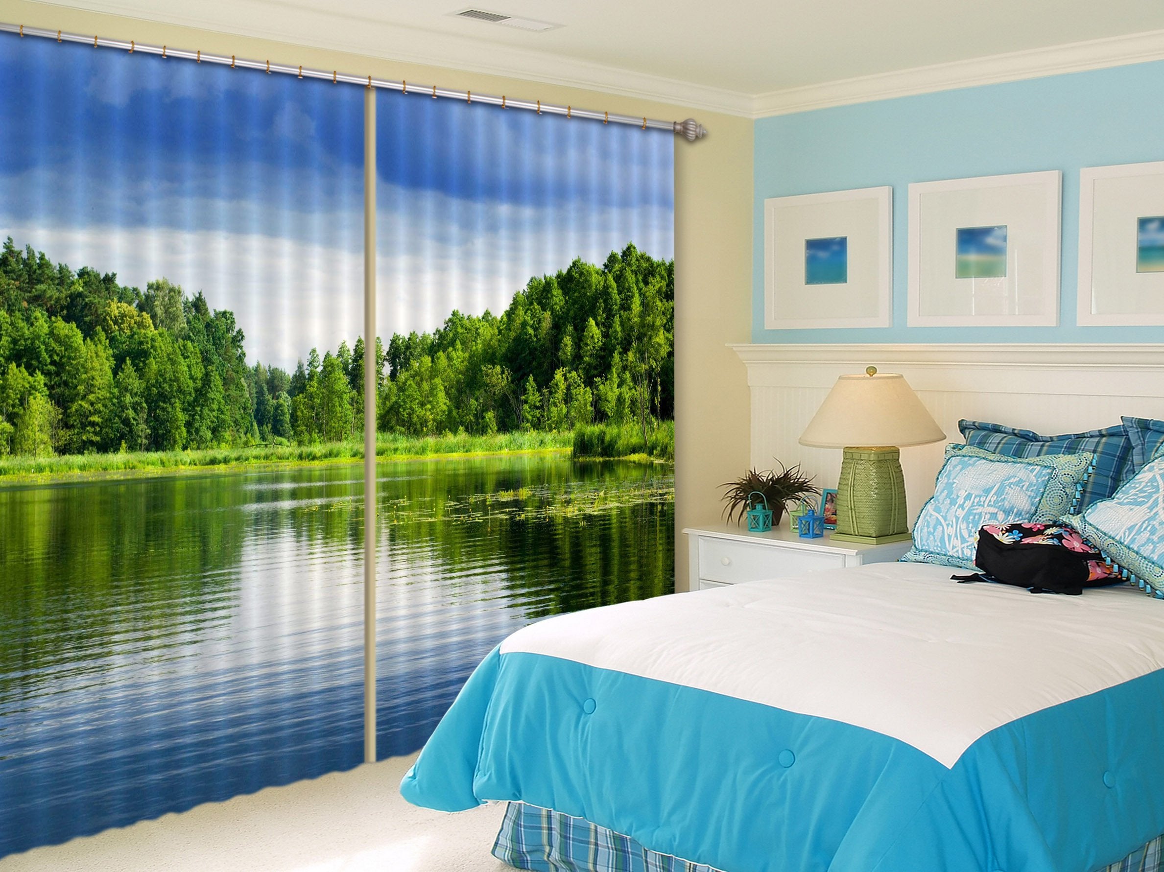 3D Lake Scenery 181 Curtains Drapes Wallpaper AJ Wallpaper