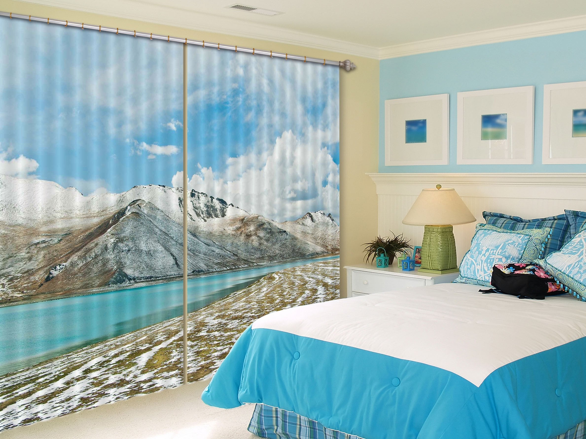 3D Snow Mountain River 433 Beach Curtains Drapes Wallpaper AJ Wallpaper