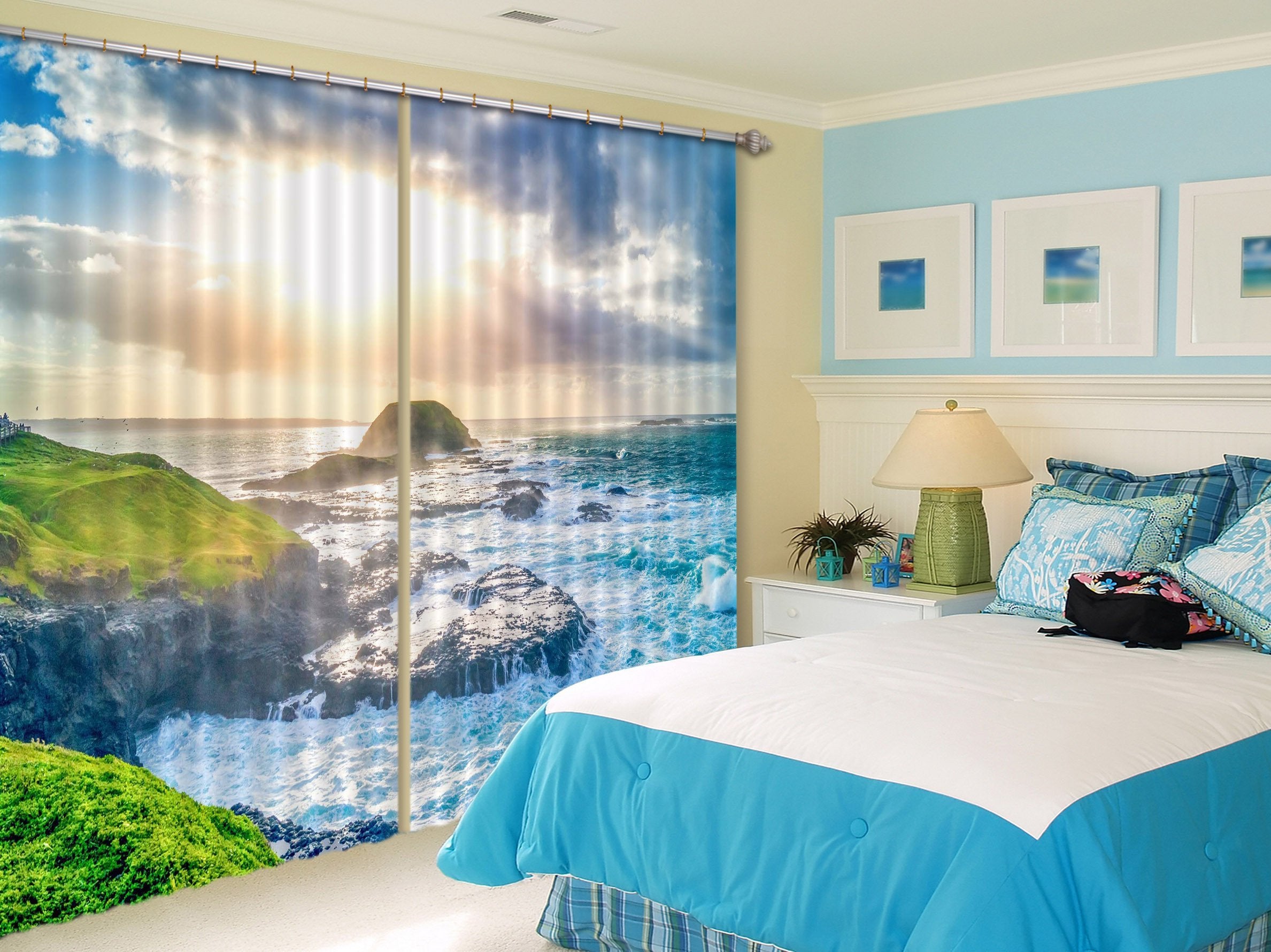 3D Coast Scenery 113 Curtains Drapes Wallpaper AJ Wallpaper