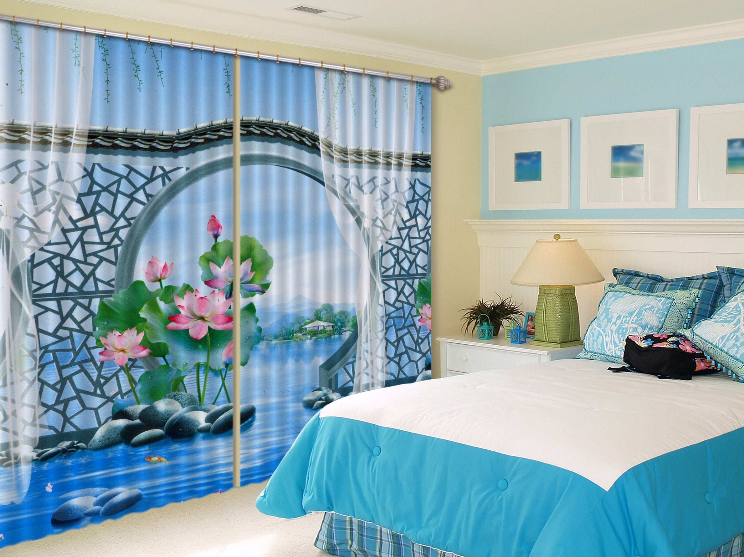 3D Pretty Lake Scenery 280 Curtains Drapes Wallpaper AJ Wallpaper