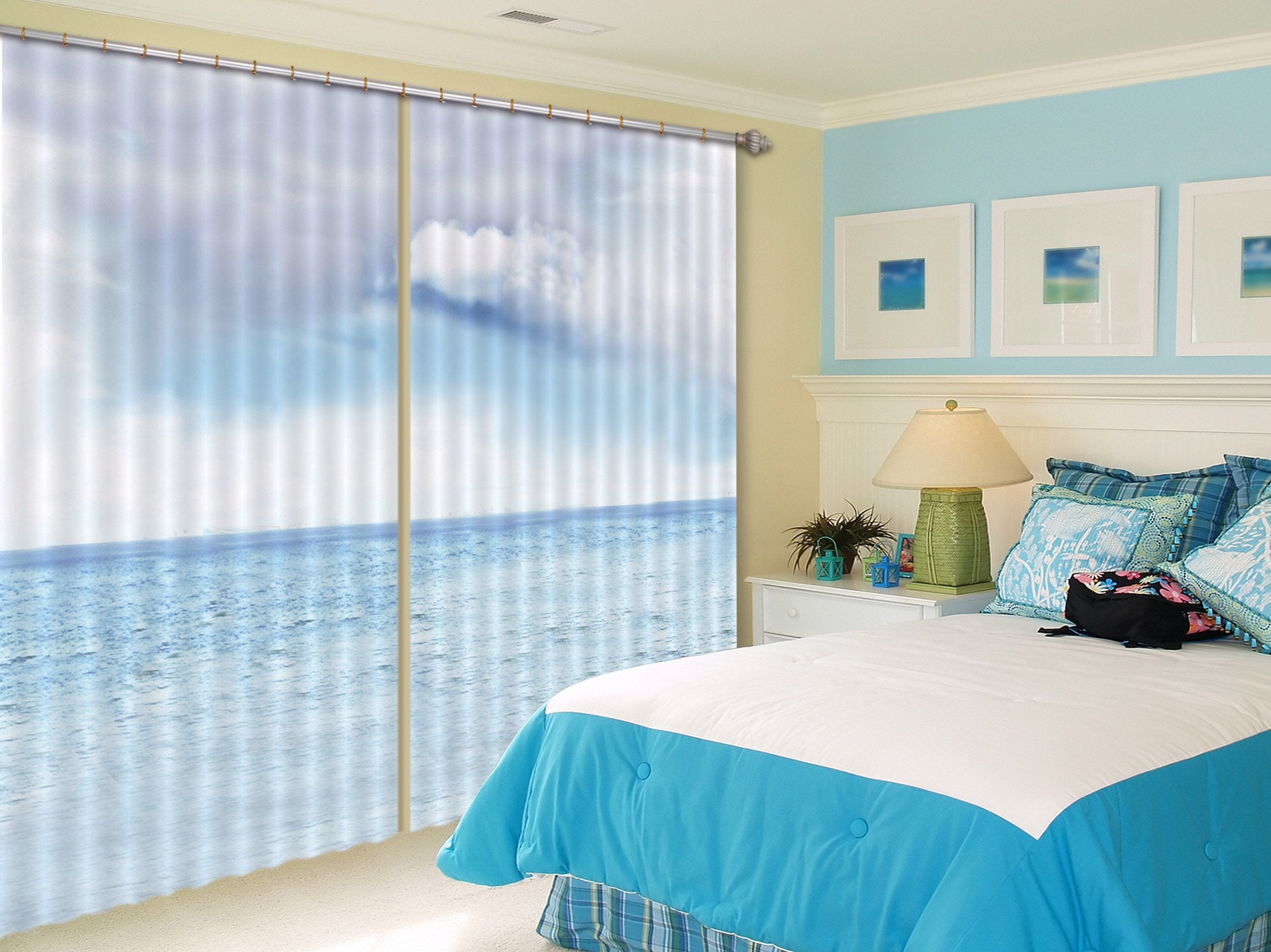 3D Hazy Vast Sea 314 Curtains Drapes Wallpaper AJ Wallpaper