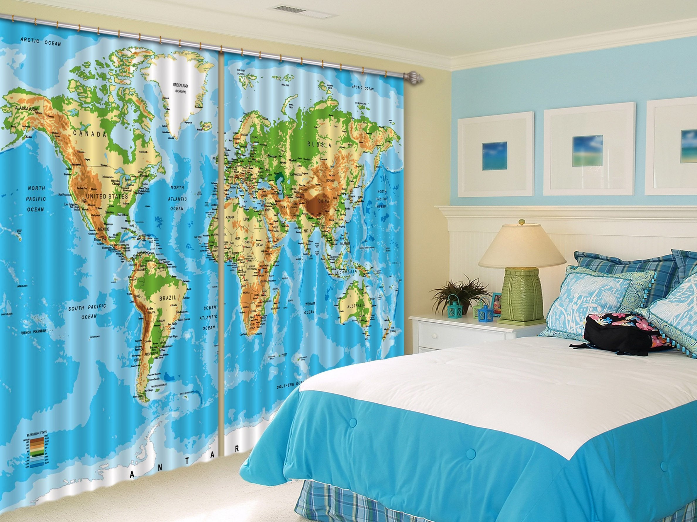 3D World Map 556 Curtains Drapes Wallpaper AJ Wallpaper