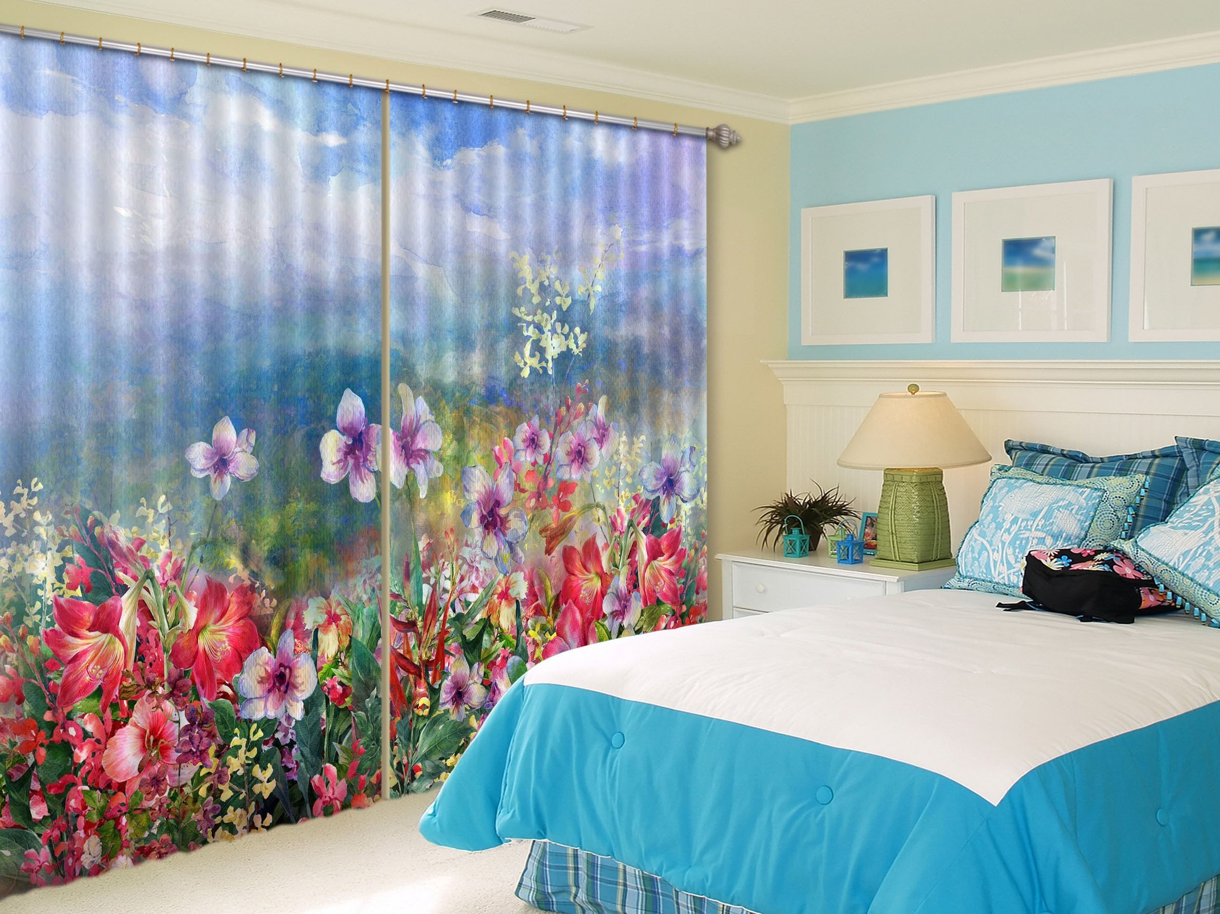 3D Bright Flowers 470 Curtains Drapes Wallpaper AJ Wallpaper