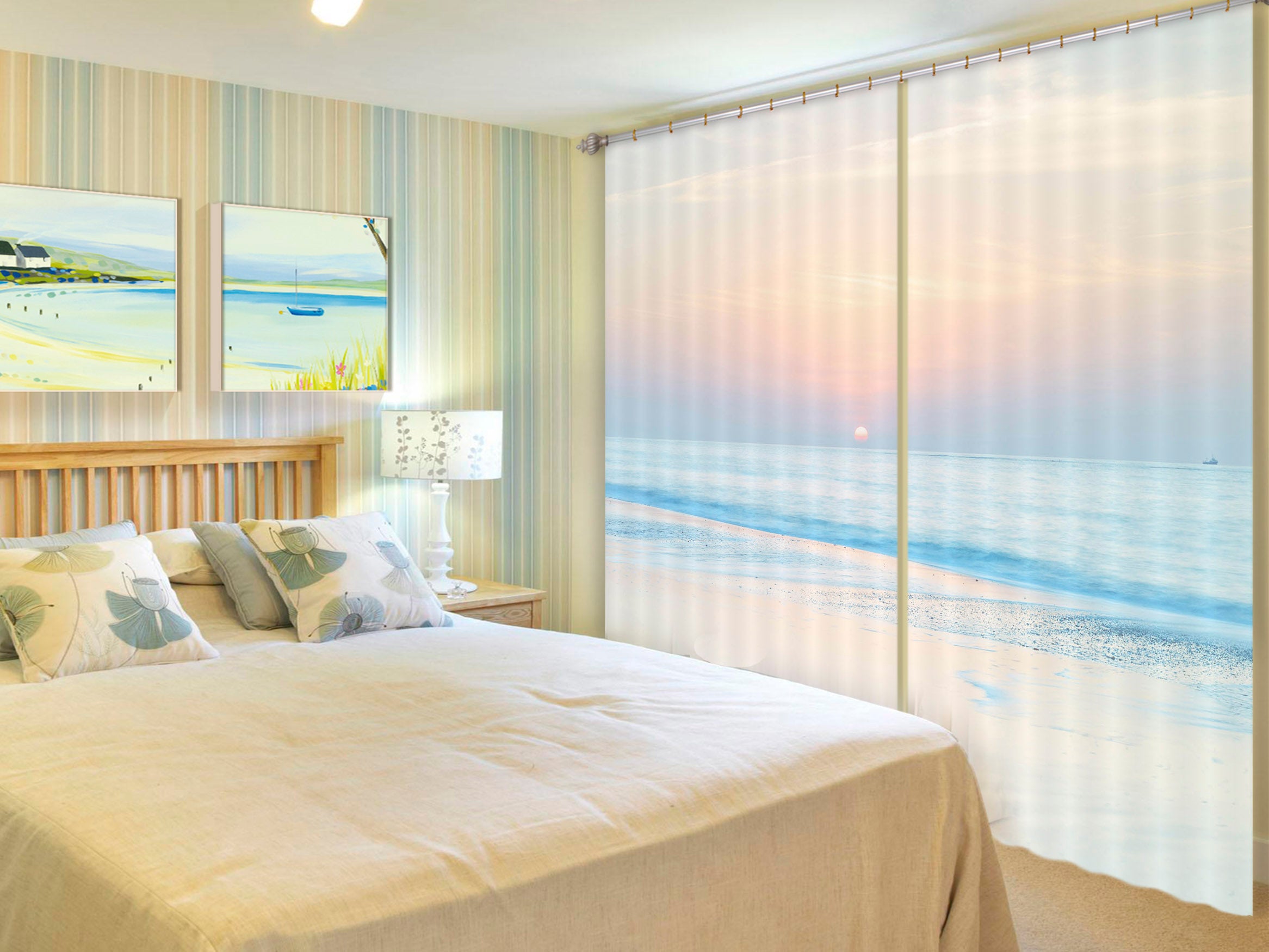 3D Blue Sea 222 Assaf Frank Curtain Curtains Drapes