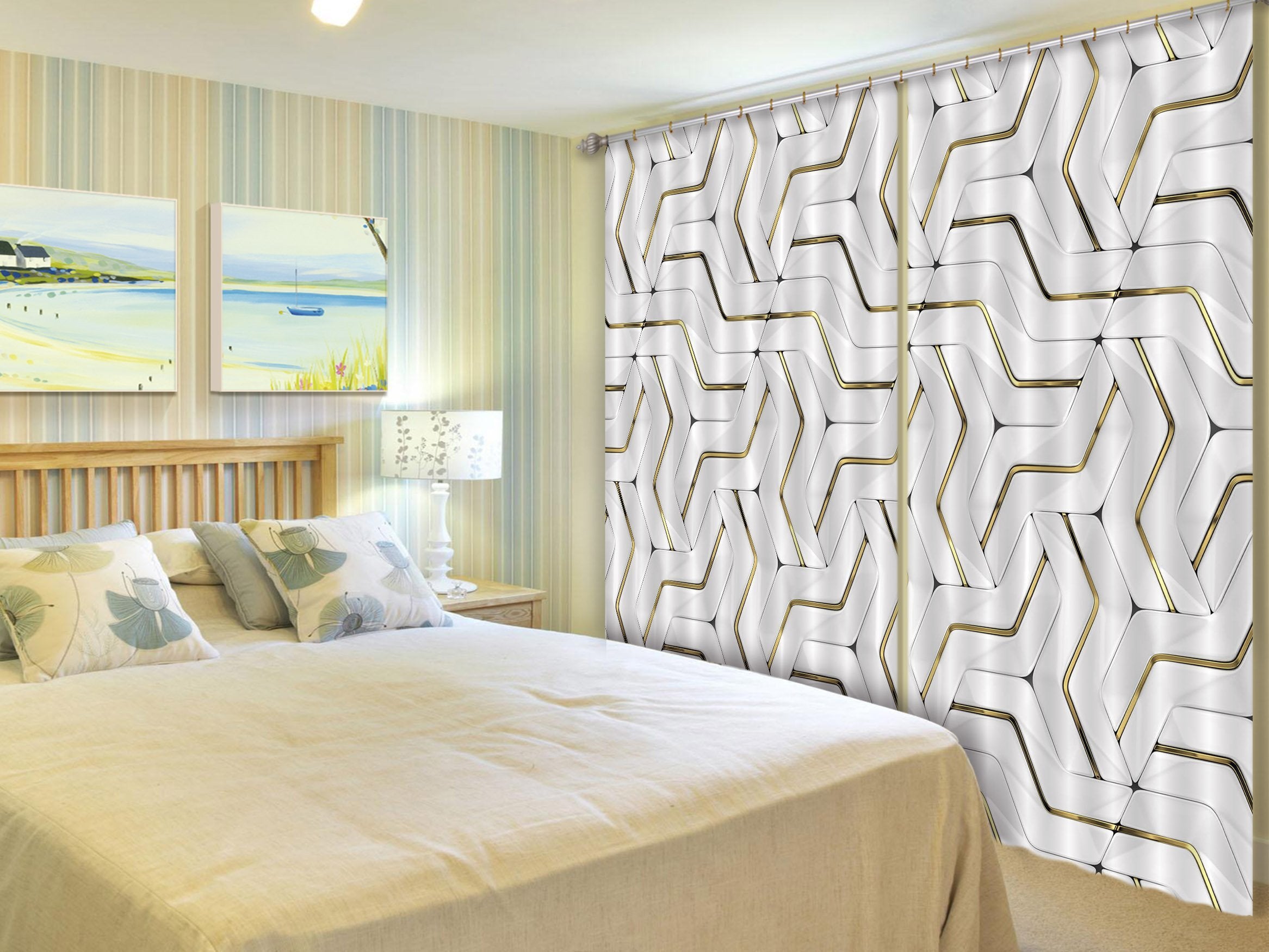 3D Mosaic Pattern 49 Curtains Drapes Curtains AJ Creativity Home