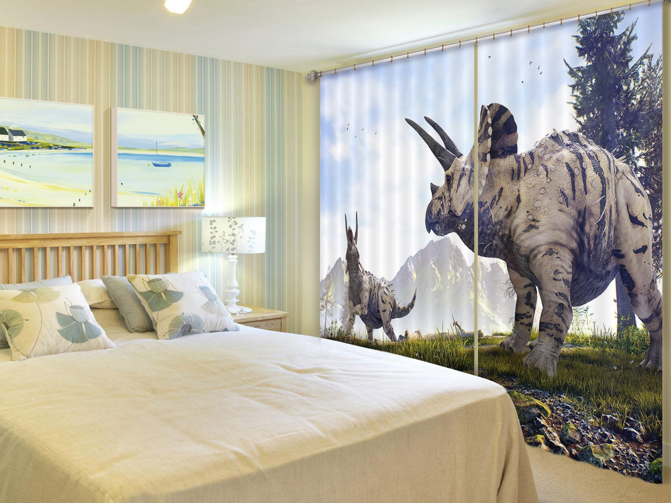 3D Horned Dragon 148 Curtains Drapes Curtains AJ Creativity Home