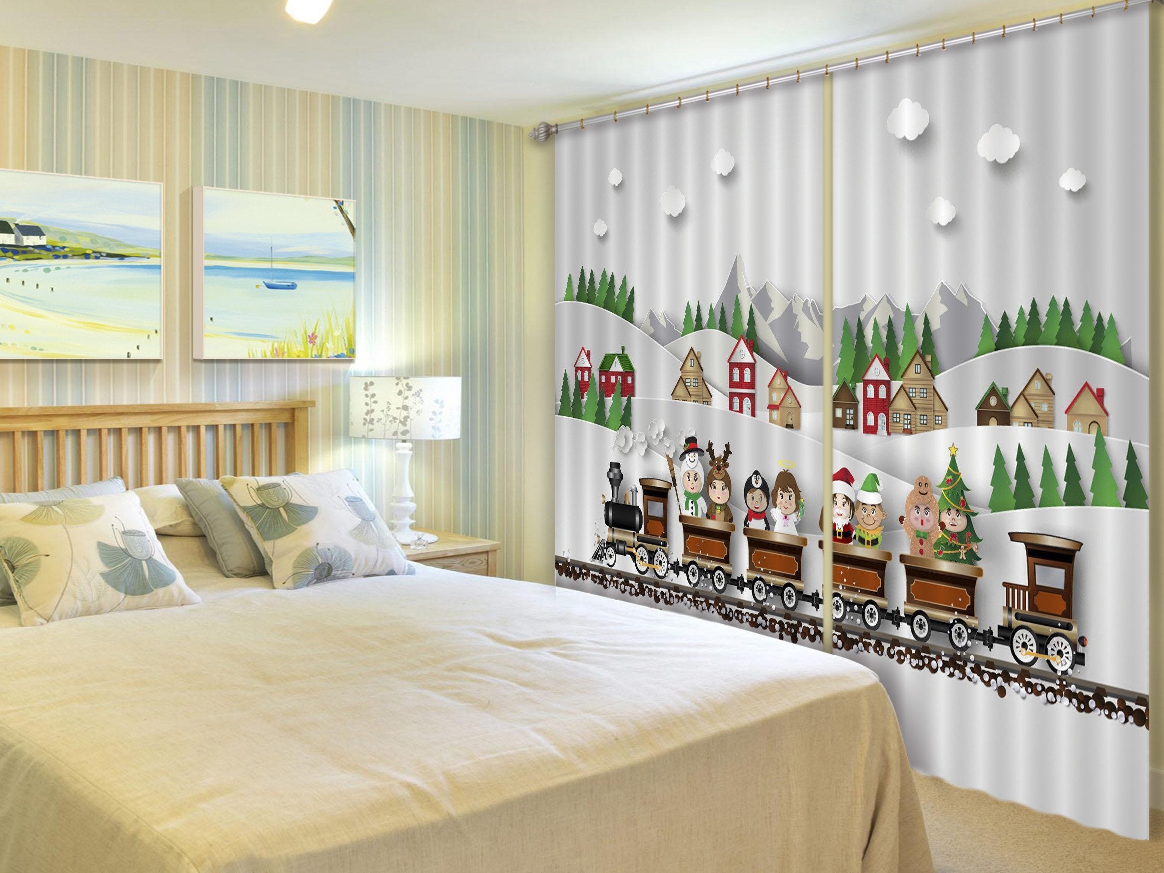 3D Lovely Train 502 Curtains Drapes Wallpaper AJ Wallpaper