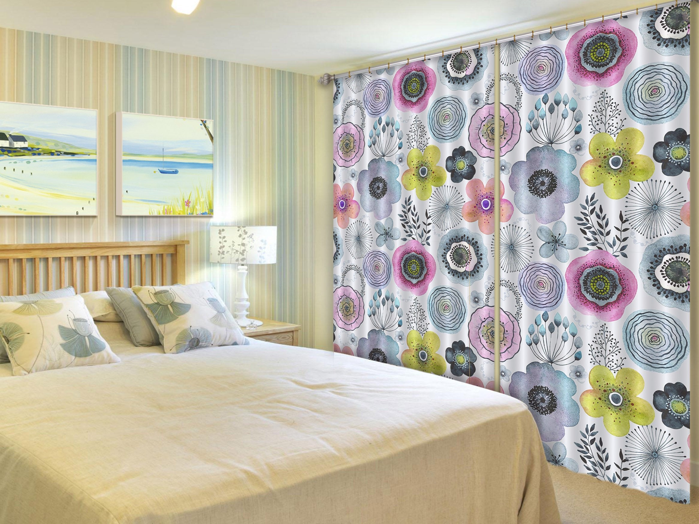 3D Flowers Pattern 479 Curtains Drapes Wallpaper AJ Wallpaper