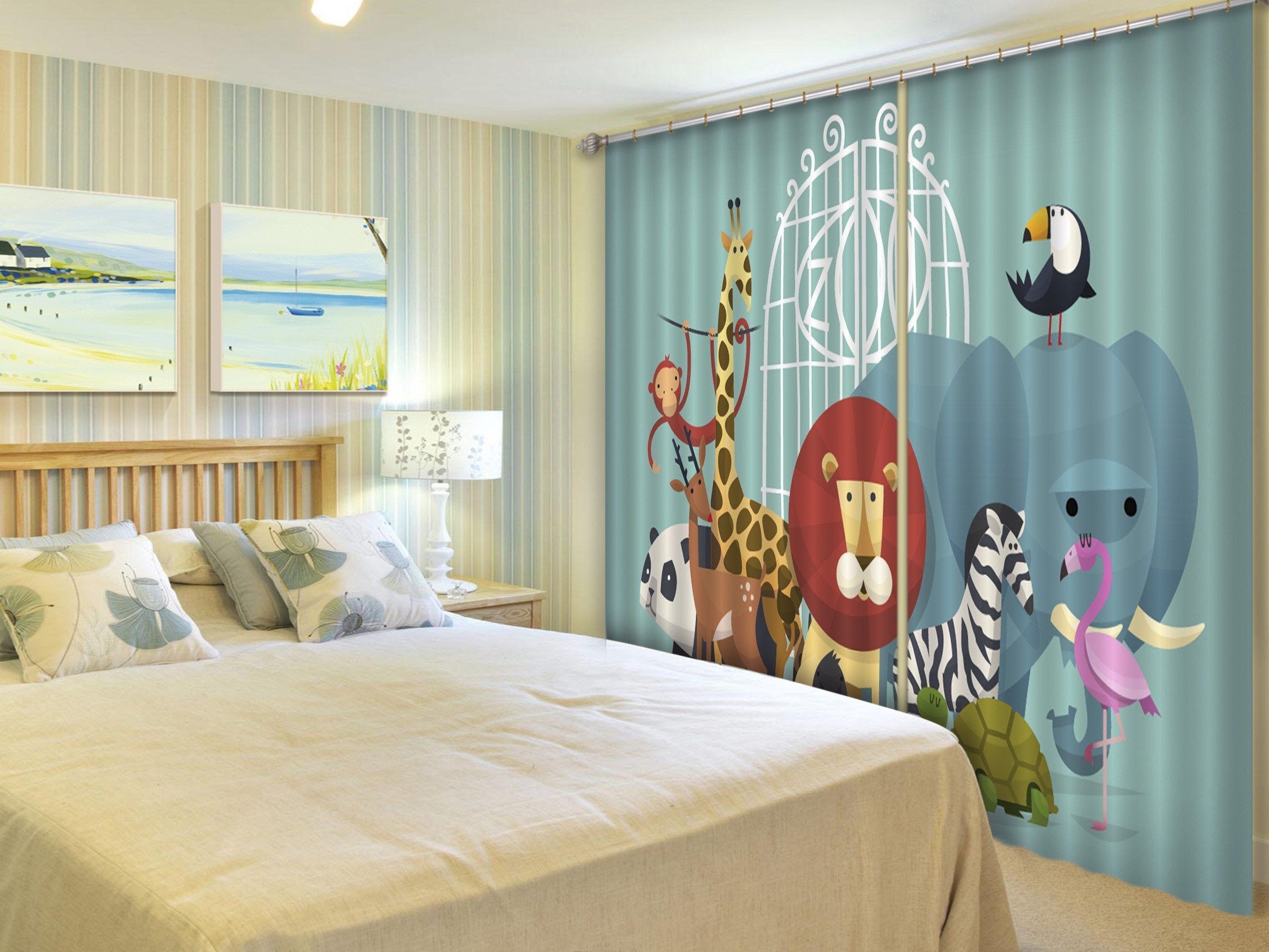 3D Animals Pattern 535 Curtains Drapes Wallpaper AJ Wallpaper