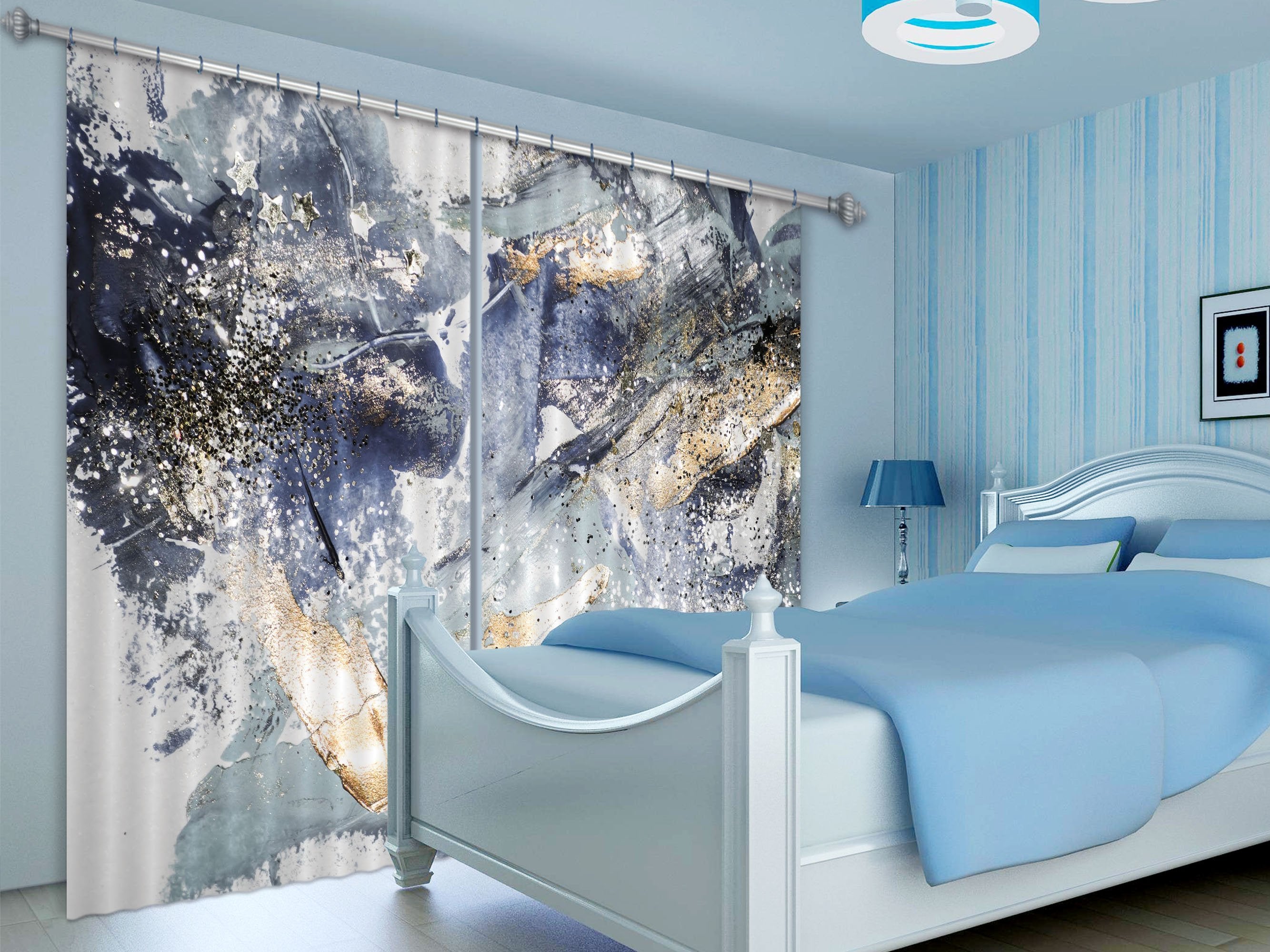 3D Abstract Smudge 62 Curtains Drapes Curtains AJ Creativity Home